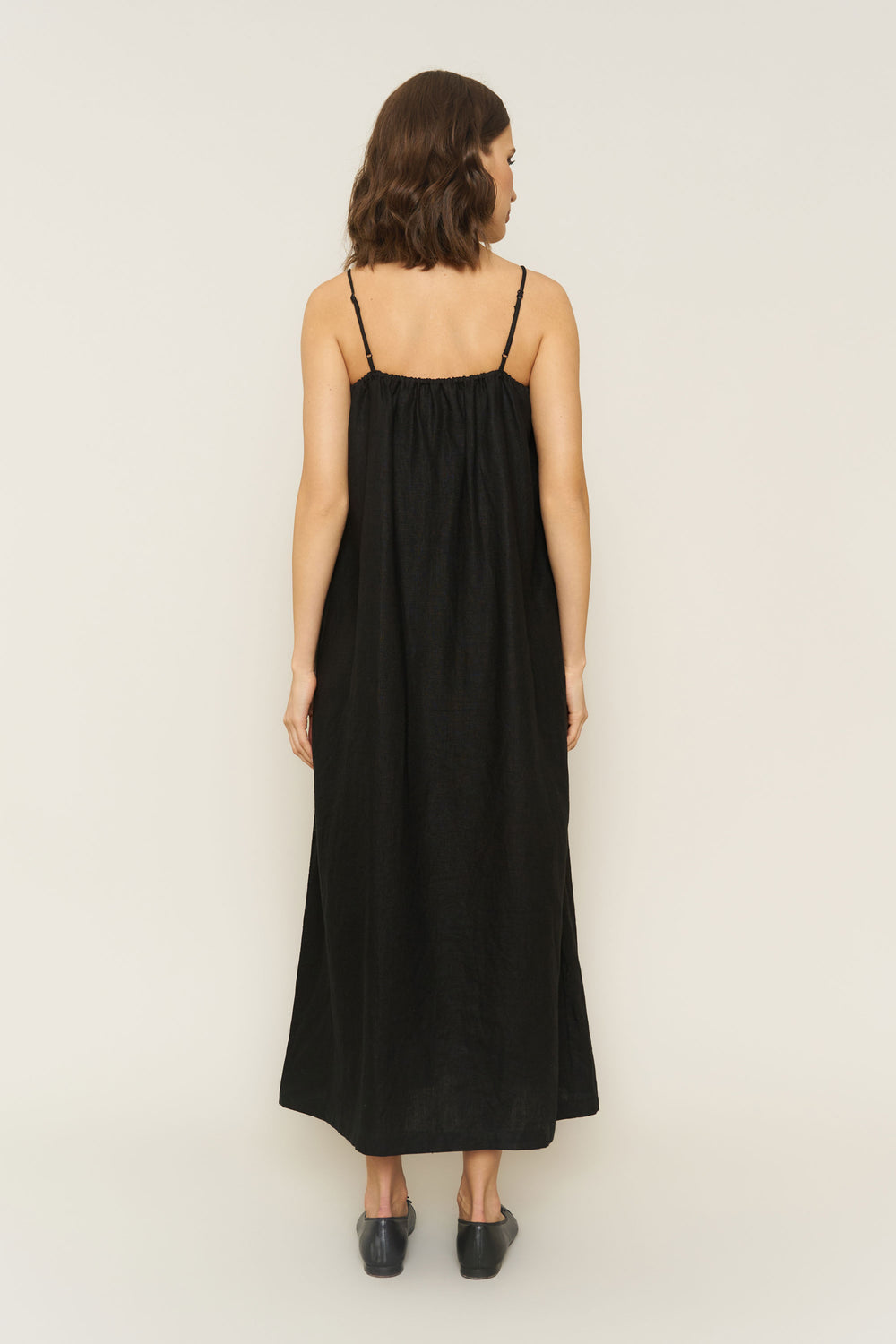 Soliel Dress in Black Linen - Whimsy & Row