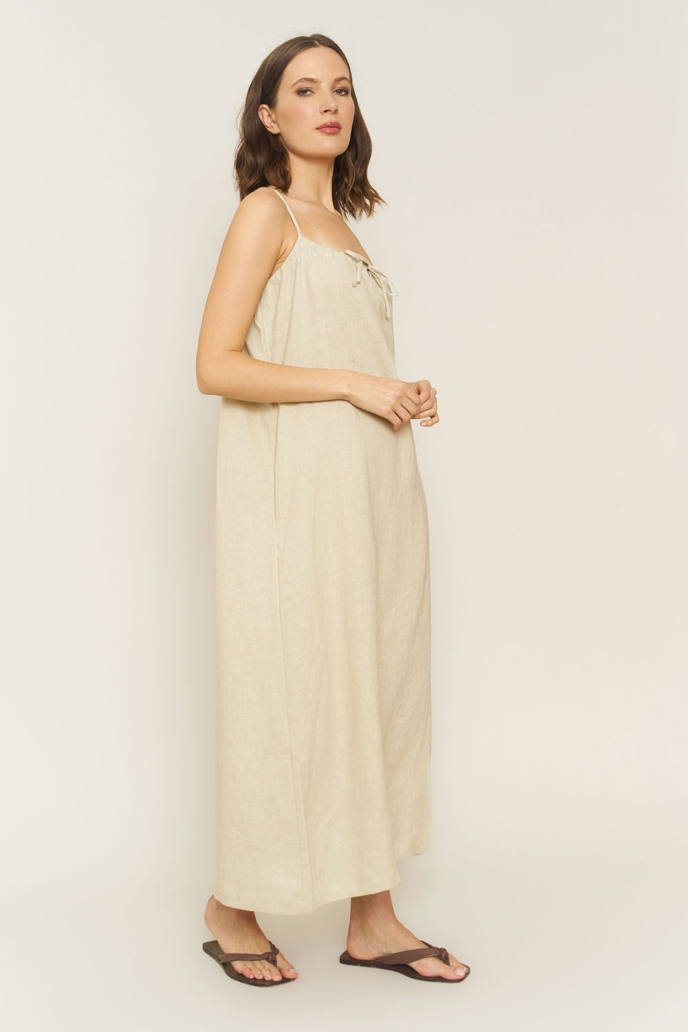 Soliel Dress in Oatmeal Linen - Whimsy & Row