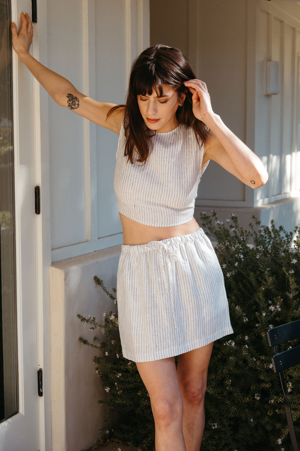 Bella Skirt in Stripe Linen - Whimsy & Row
