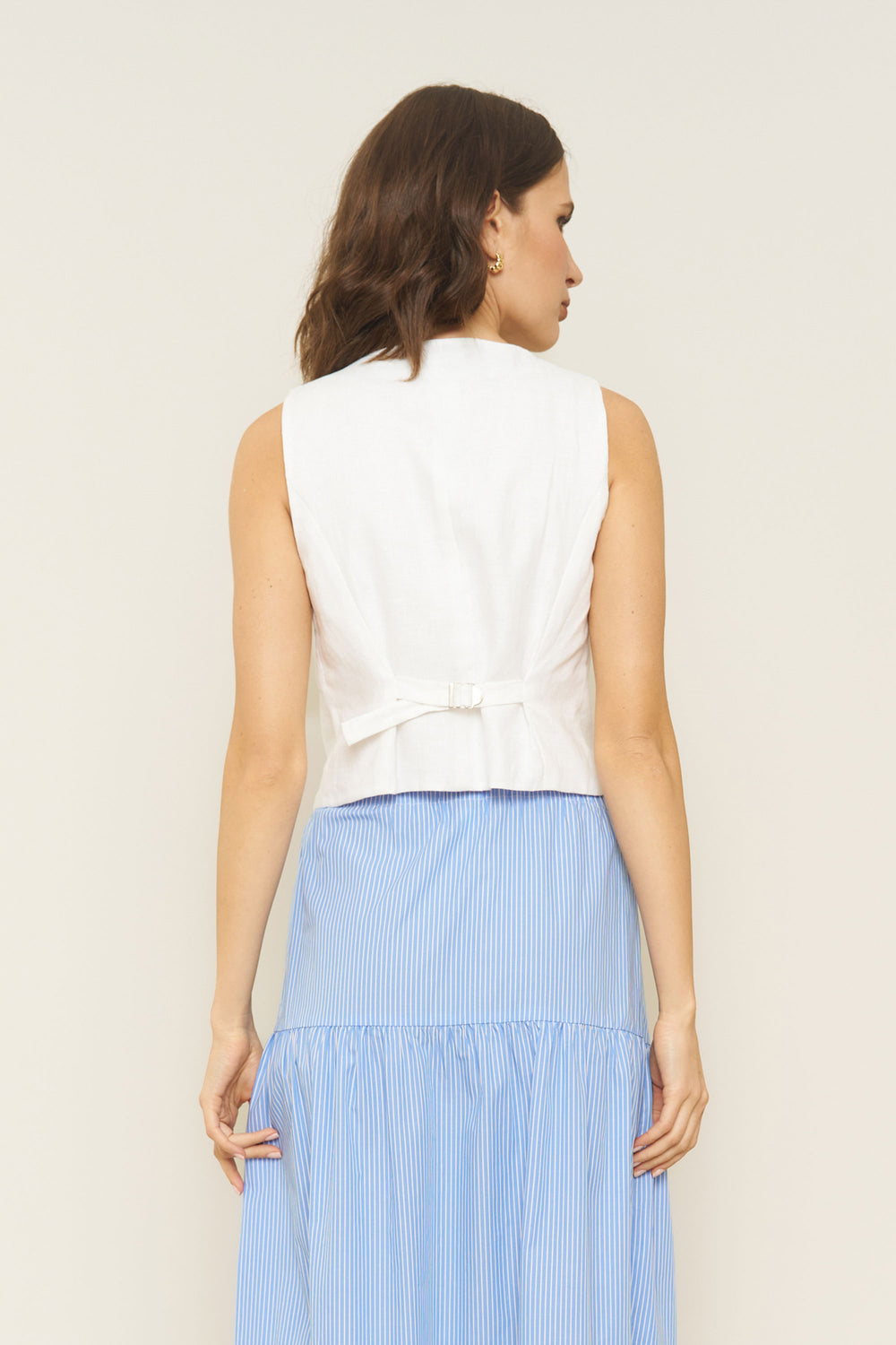 Bowie Vest in White Linen - Whimsy & Row