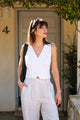 Bowie Vest in White Linen