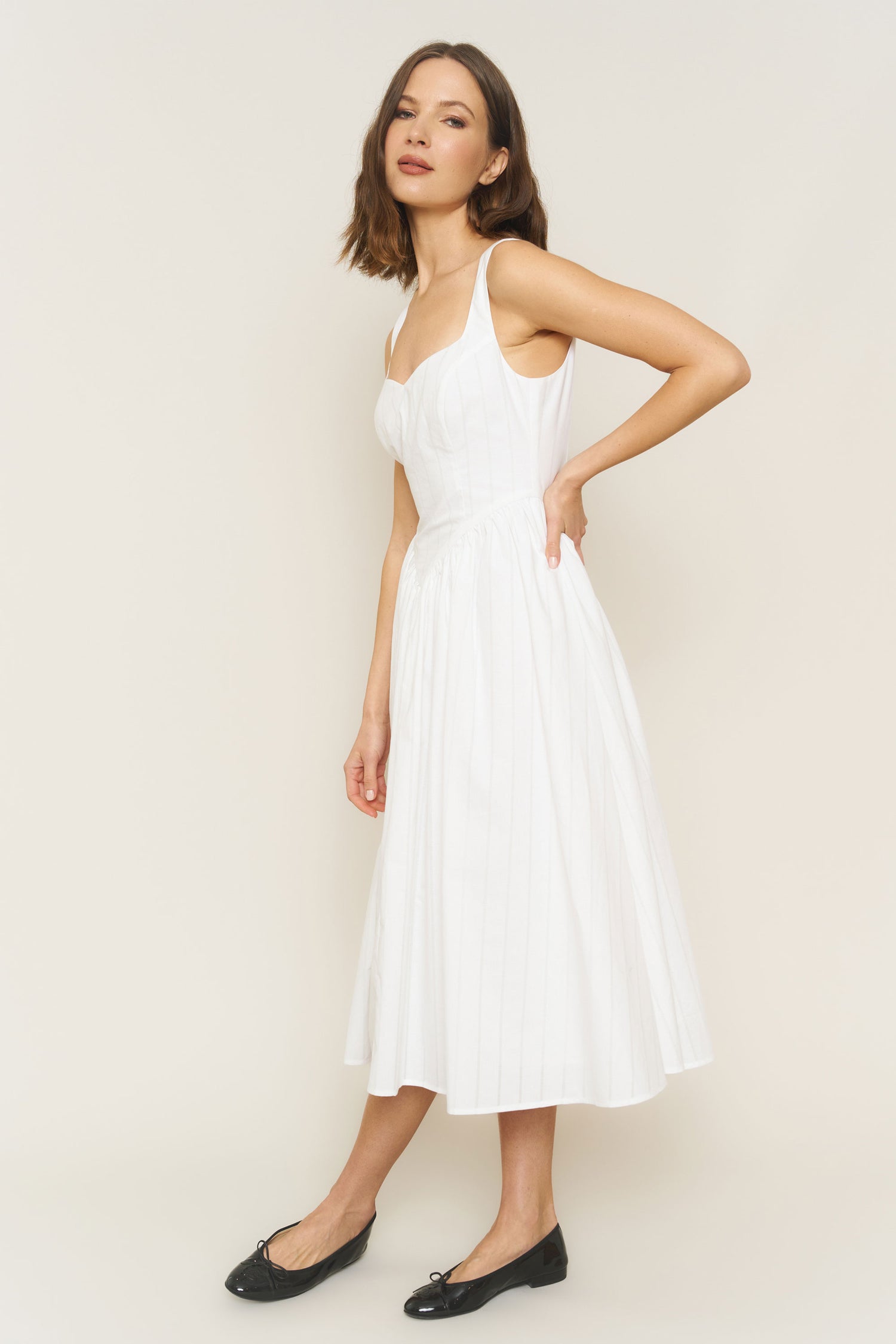 Iris Dress in White Poplin
