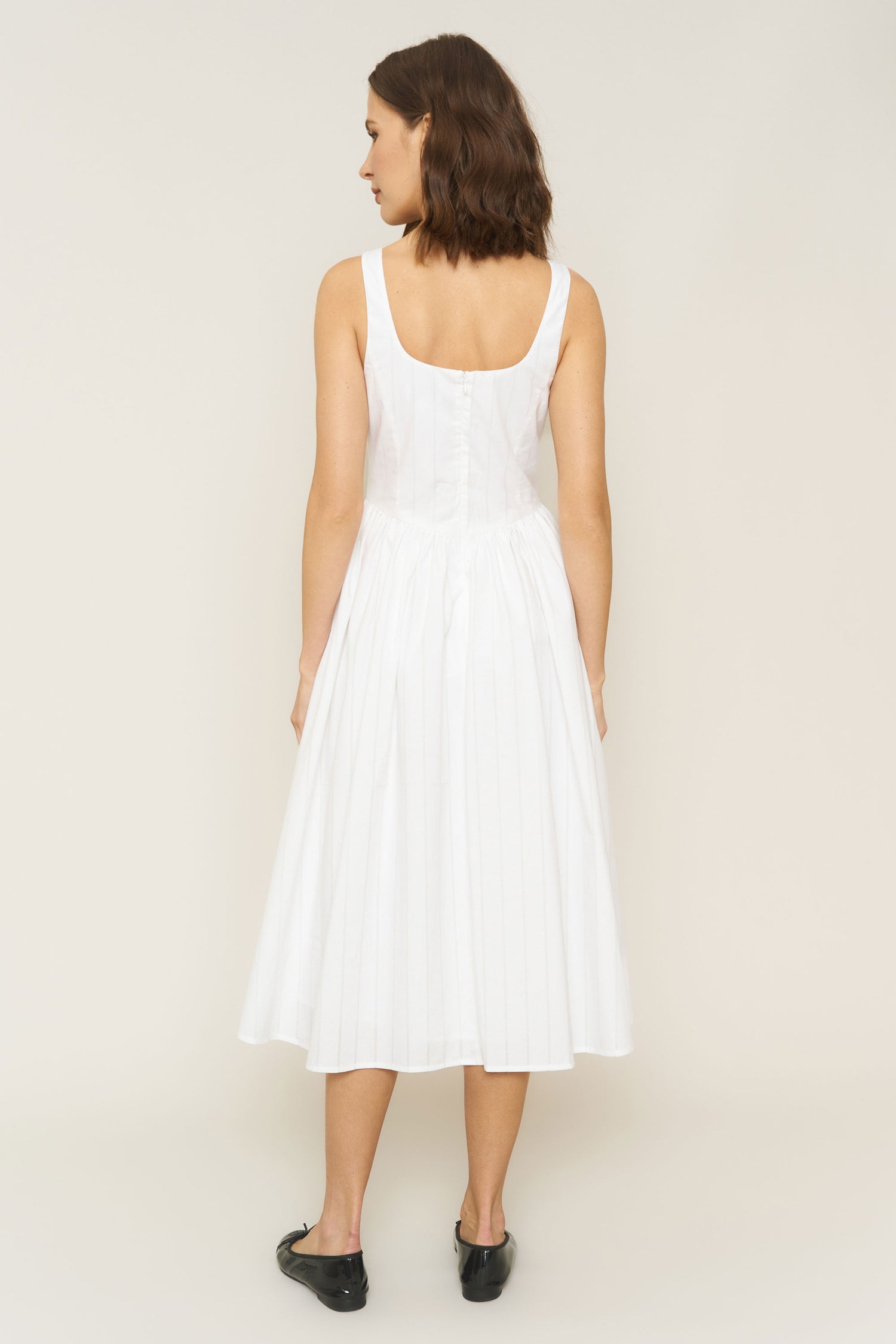 Iris Dress in White Poplin