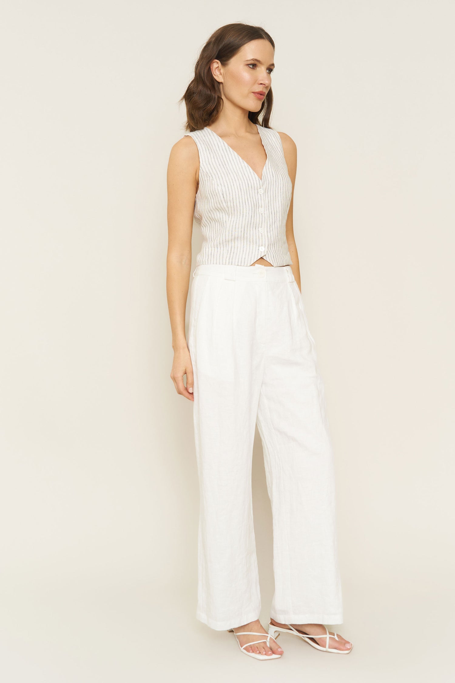 Leanna Pant in White Linen
