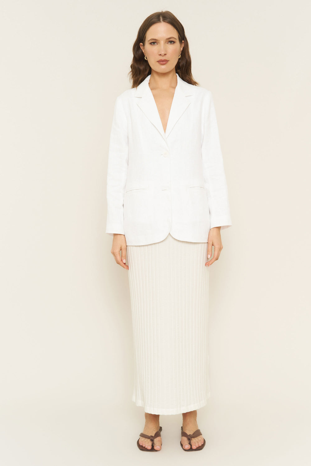Parker Blazer in White Linen - Whimsy & Row