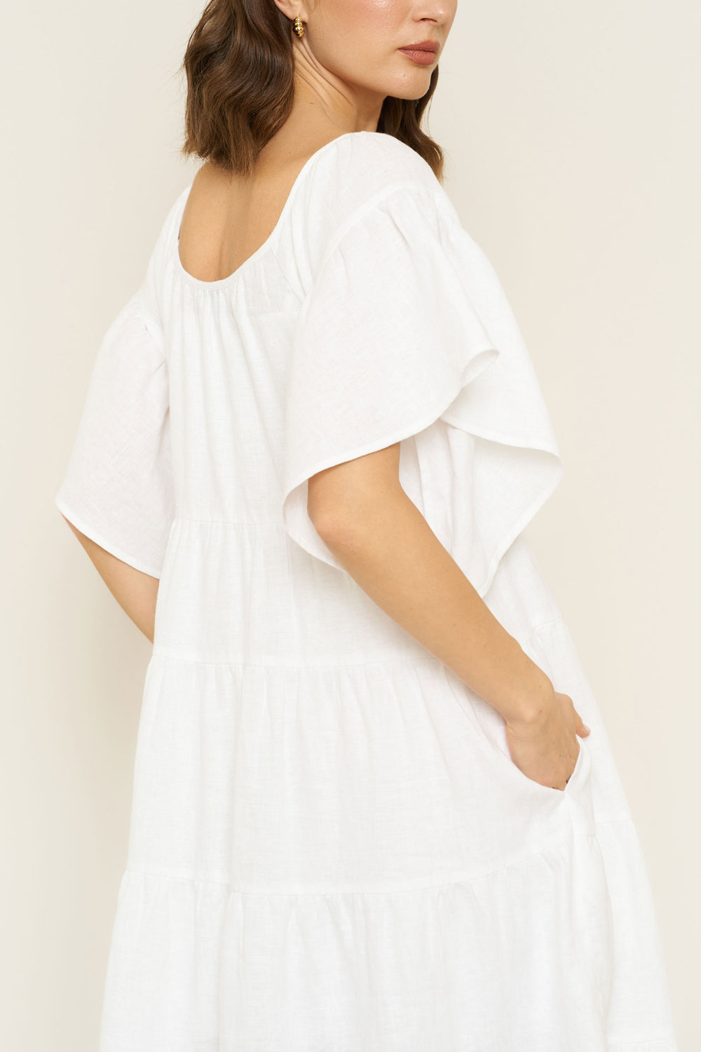 Rachel Dress in White Linen - Whimsy & Row