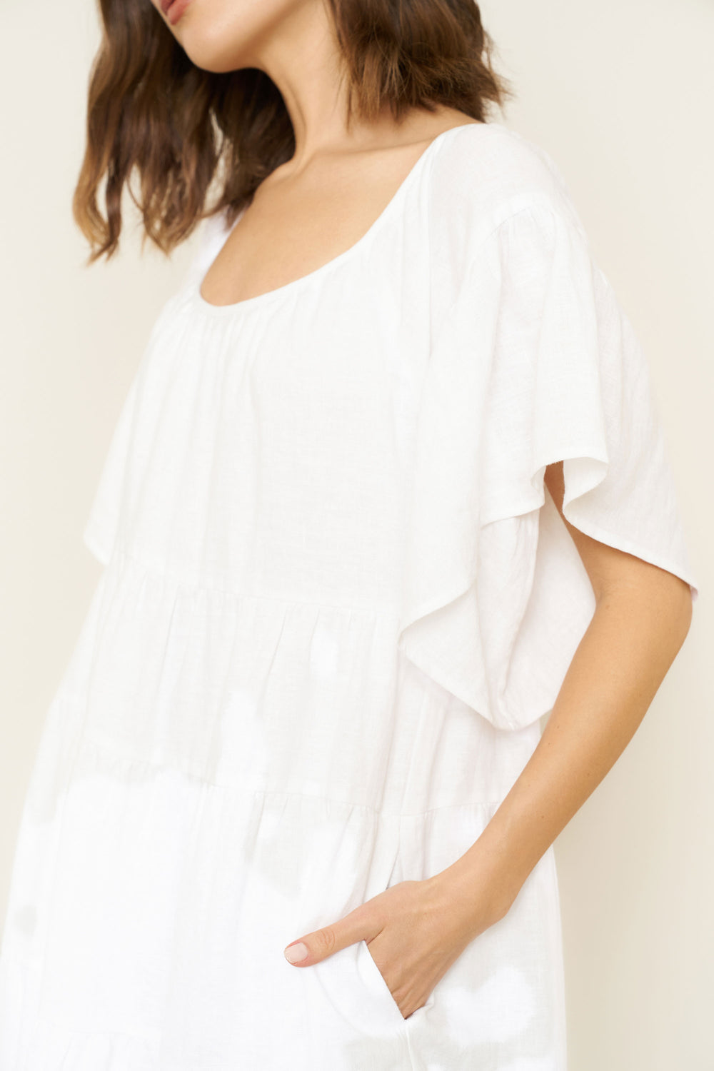 Rachel Dress in White Linen - Whimsy & Row