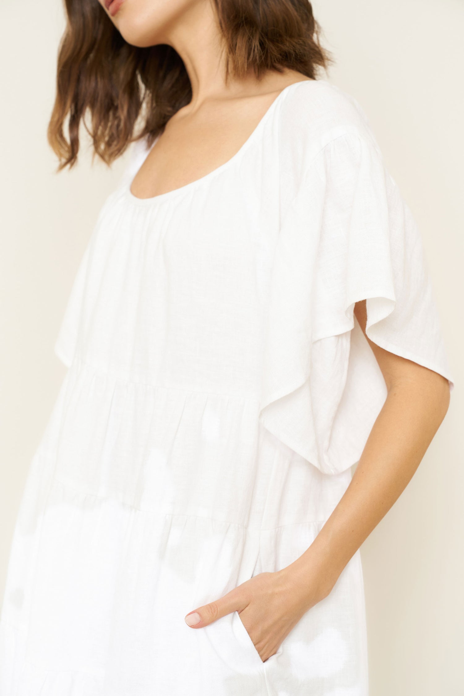 Rachel Dress in White Linen