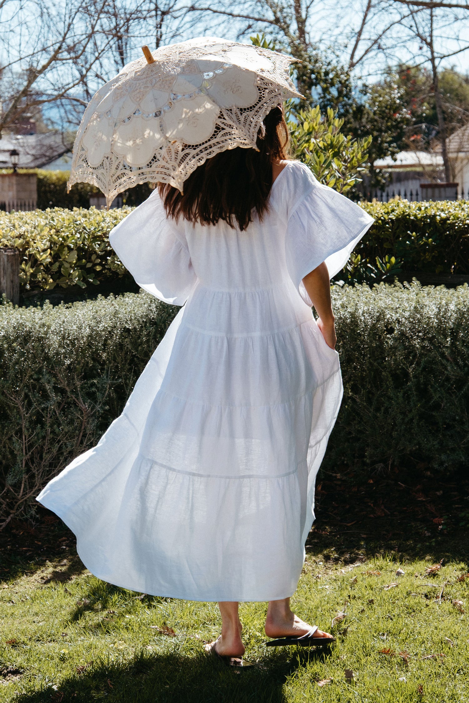 Rachel Dress in White Linen