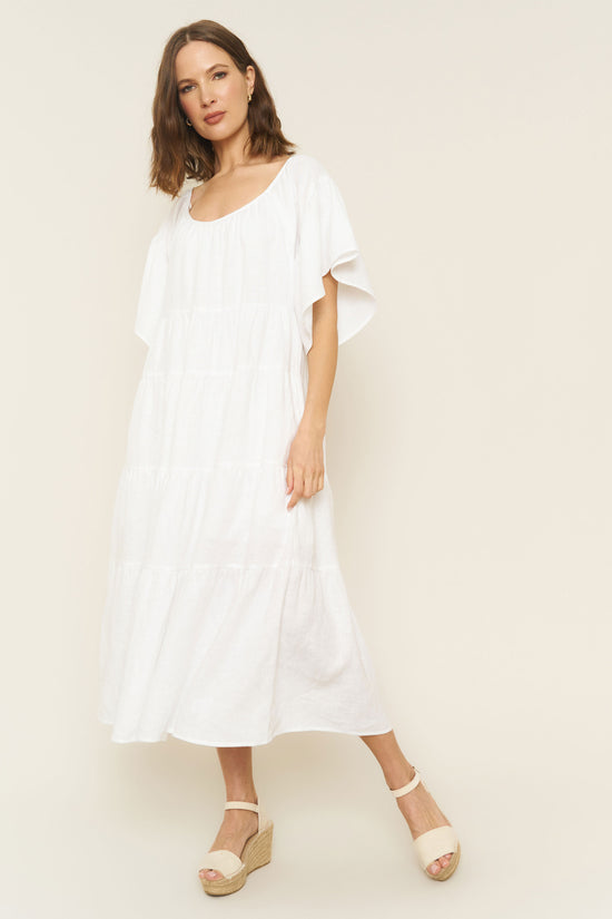 Rachel Dress in White Linen - Whimsy & Row