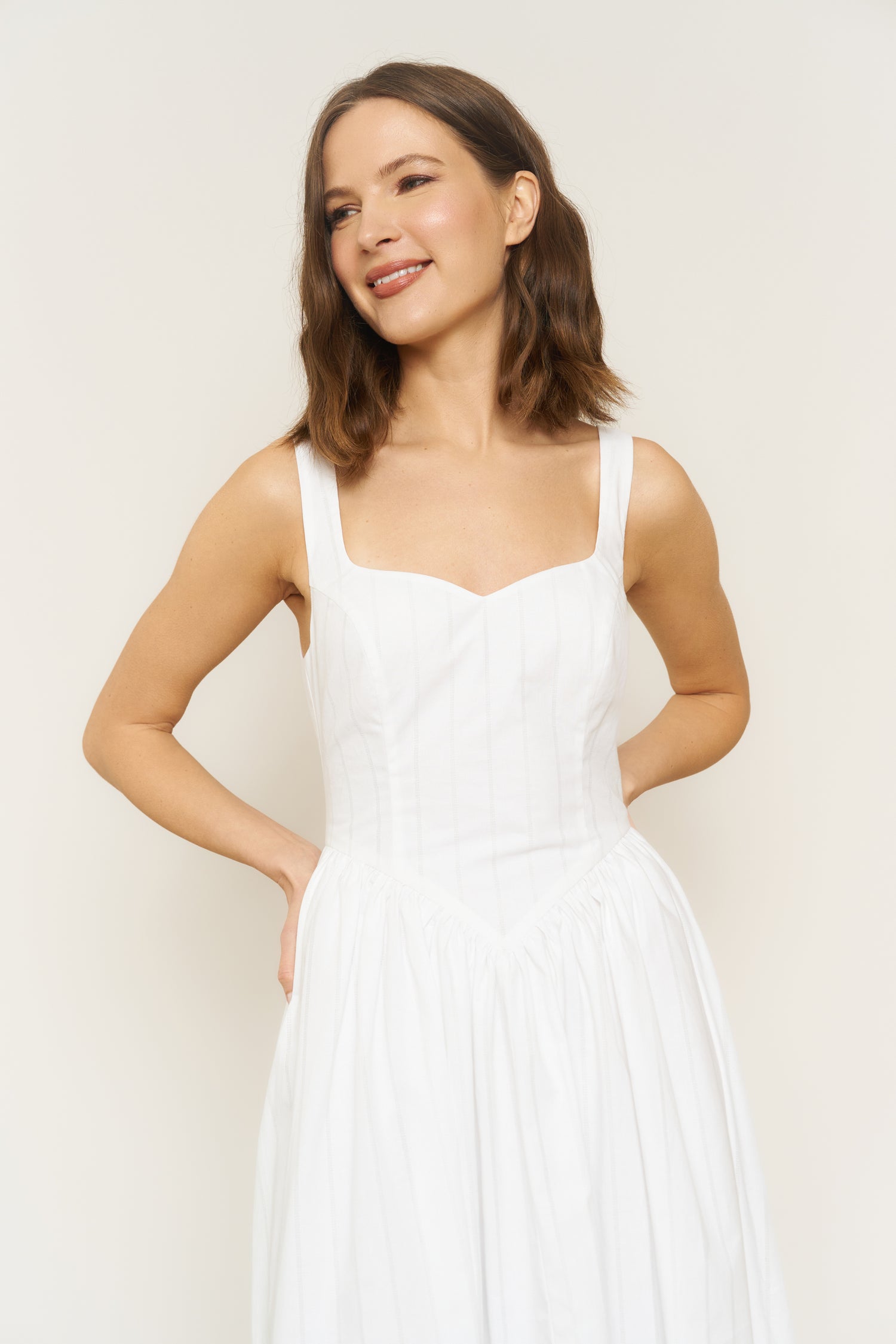 Iris Dress in White Poplin