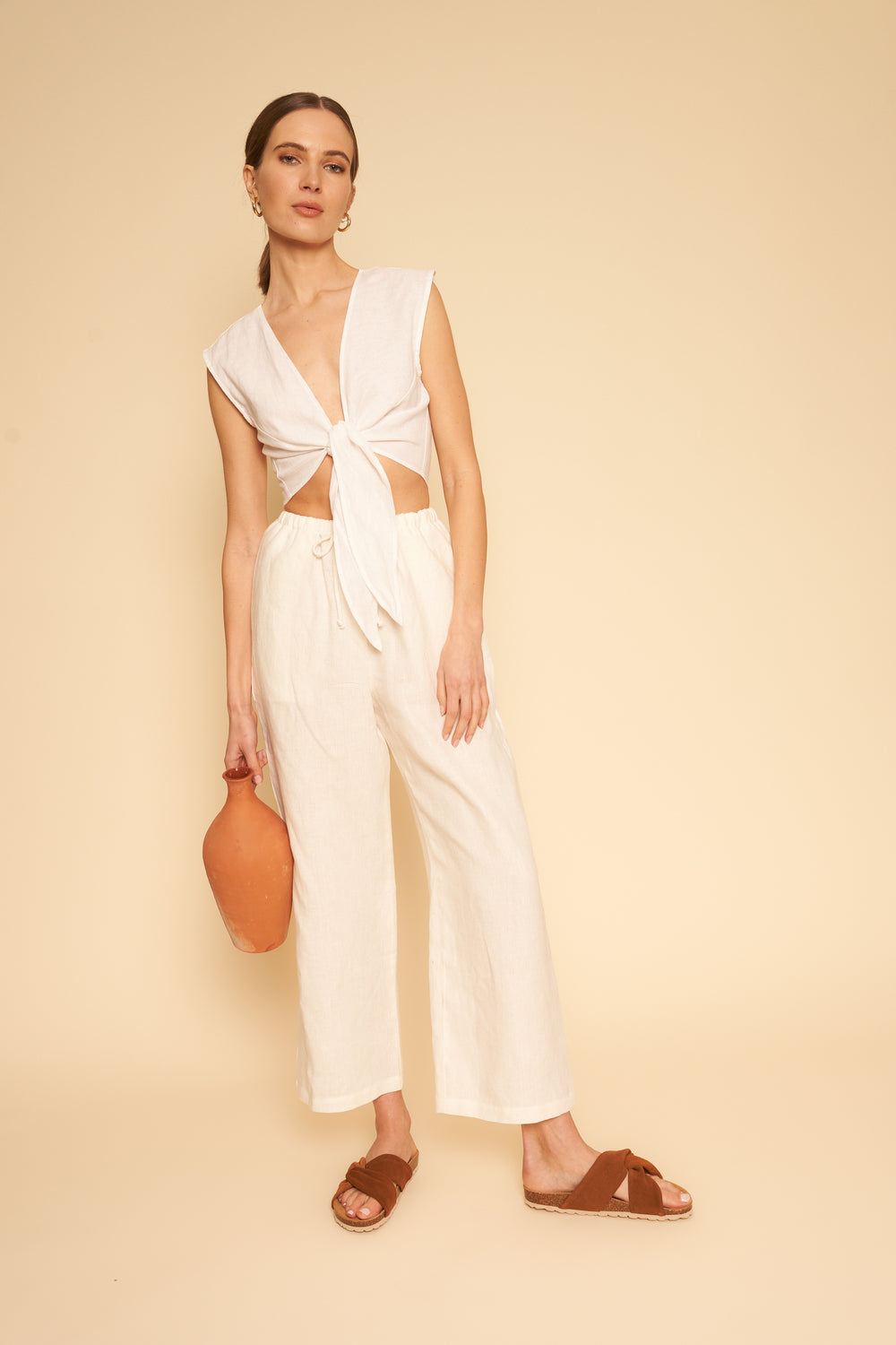 Valentina Top in White Linen - Whimsy & Row