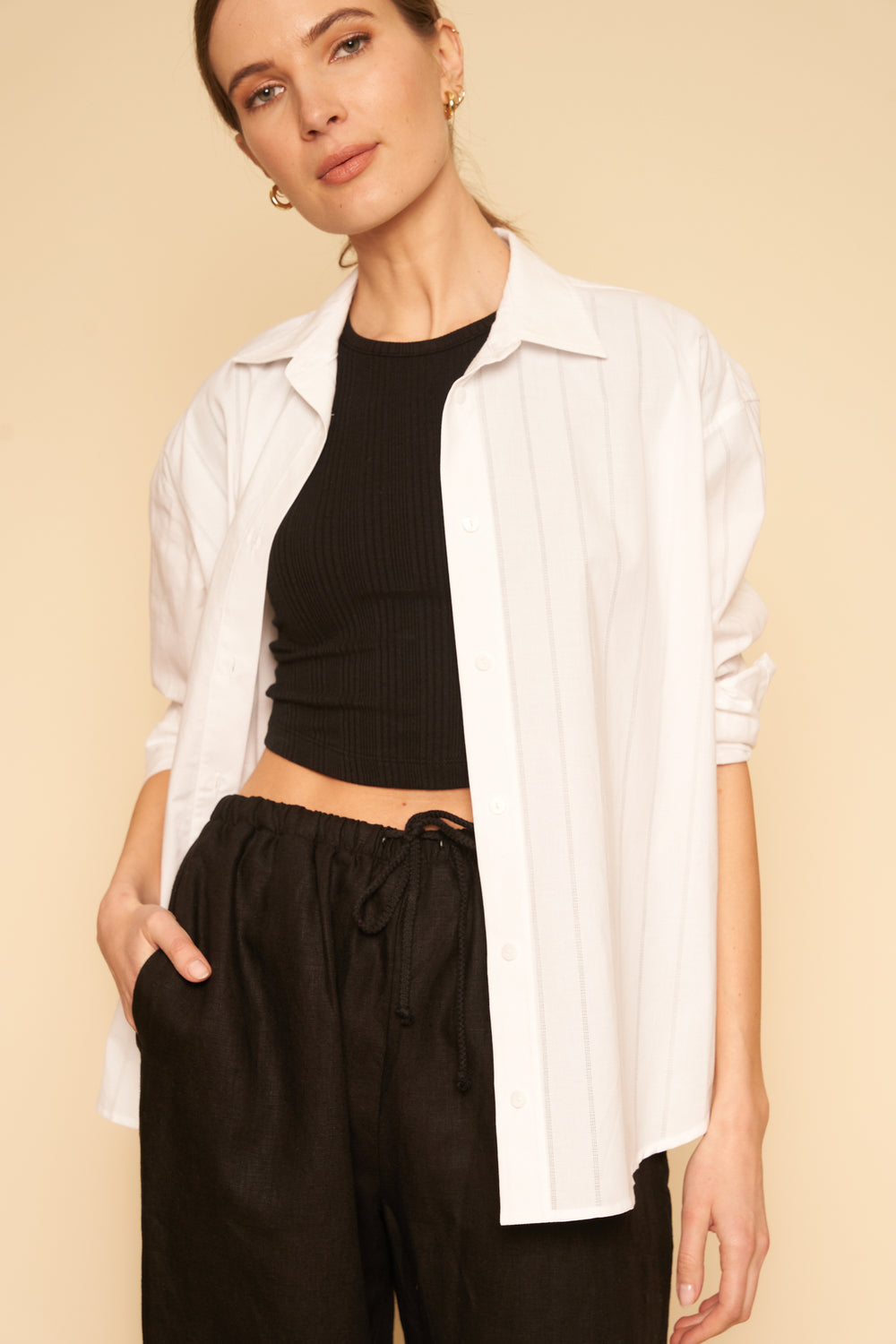 Peri Shirt in White Poplin - Whimsy & Row