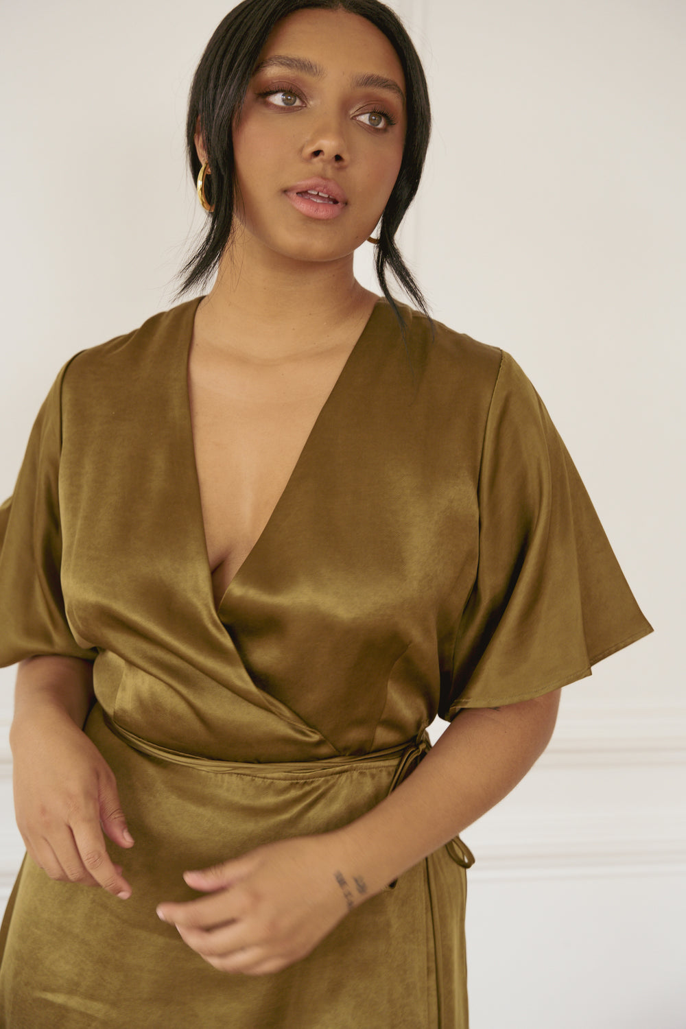 Lola Wrap Dress in Hunter - Whimsy & Row