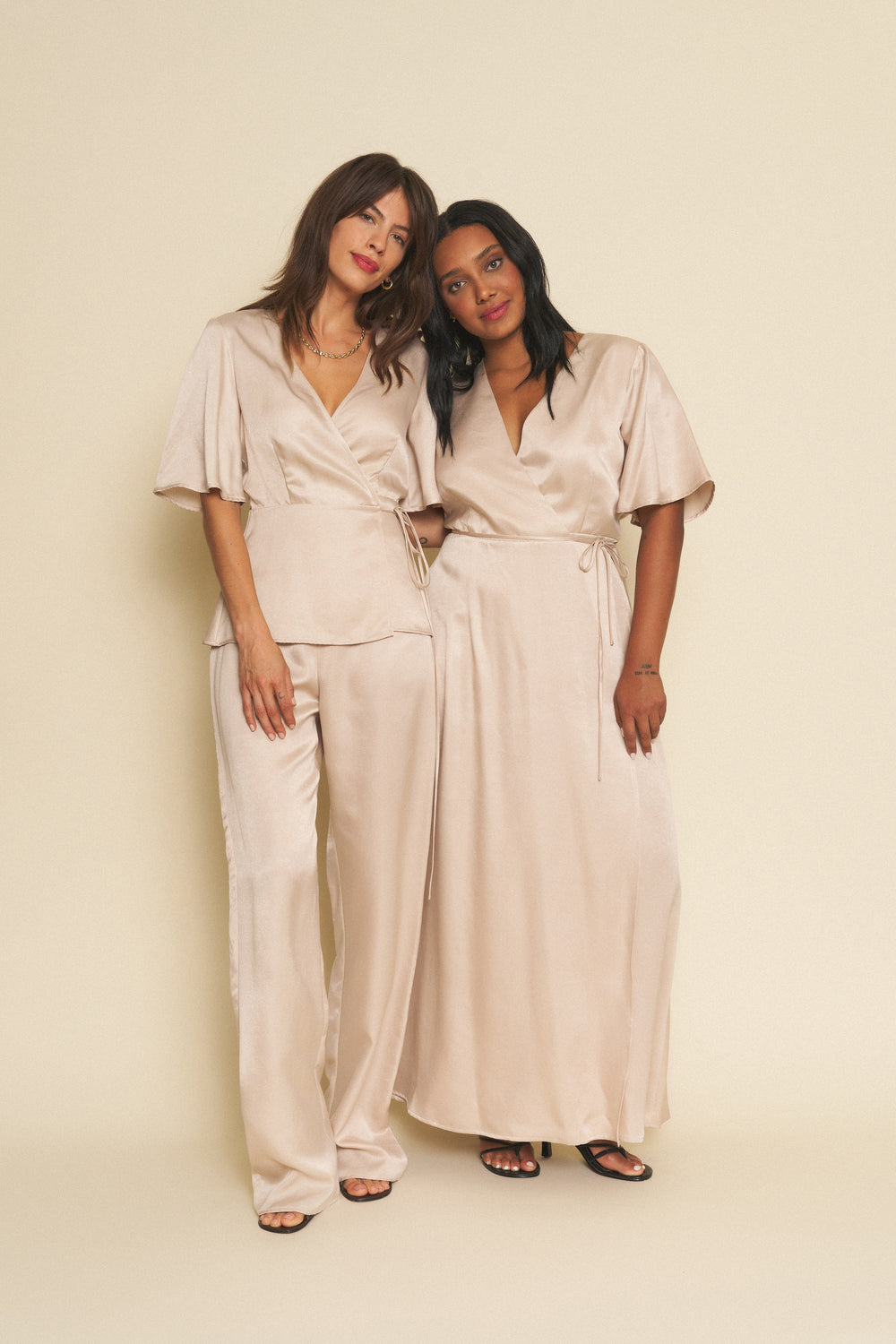 Lola Wrap Dress in Champagne - Whimsy & Row