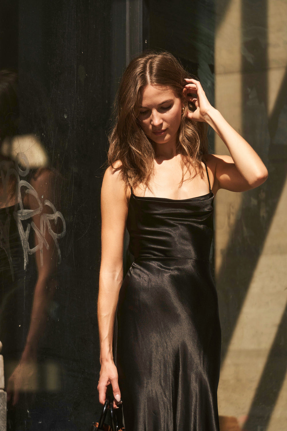 Camille Dress in Silky Black - Whimsy & Row
