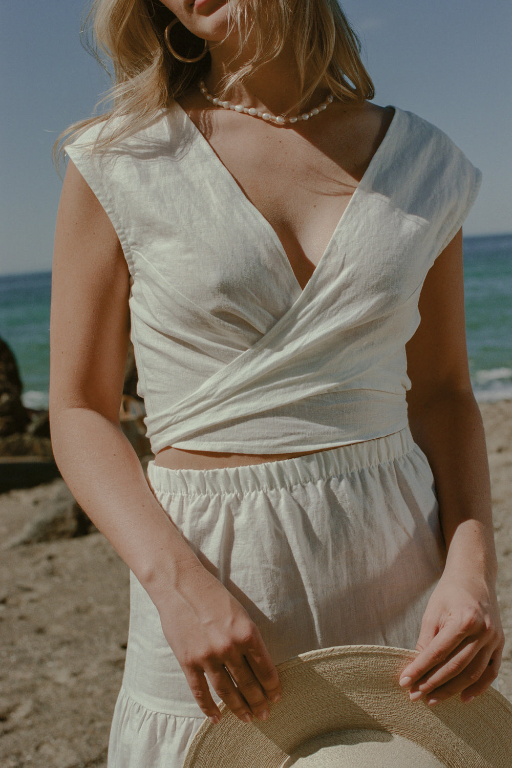 Valentina Top in White Linen - Whimsy & Row