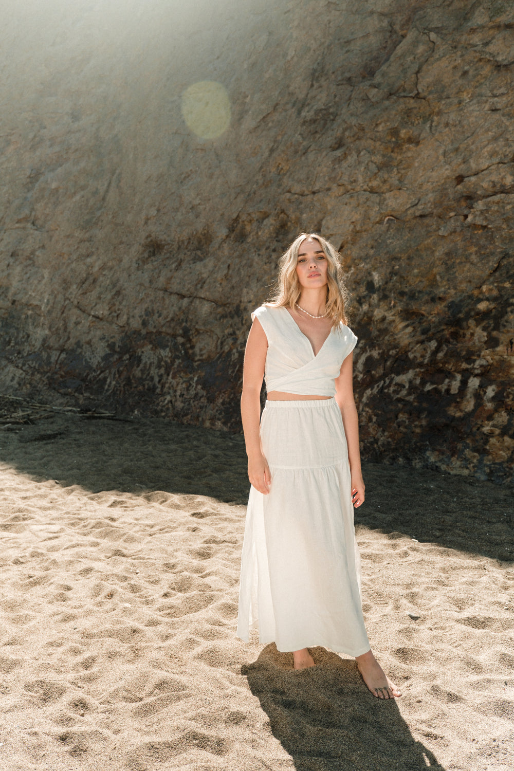 Valentina Top in White Linen - Whimsy & Row