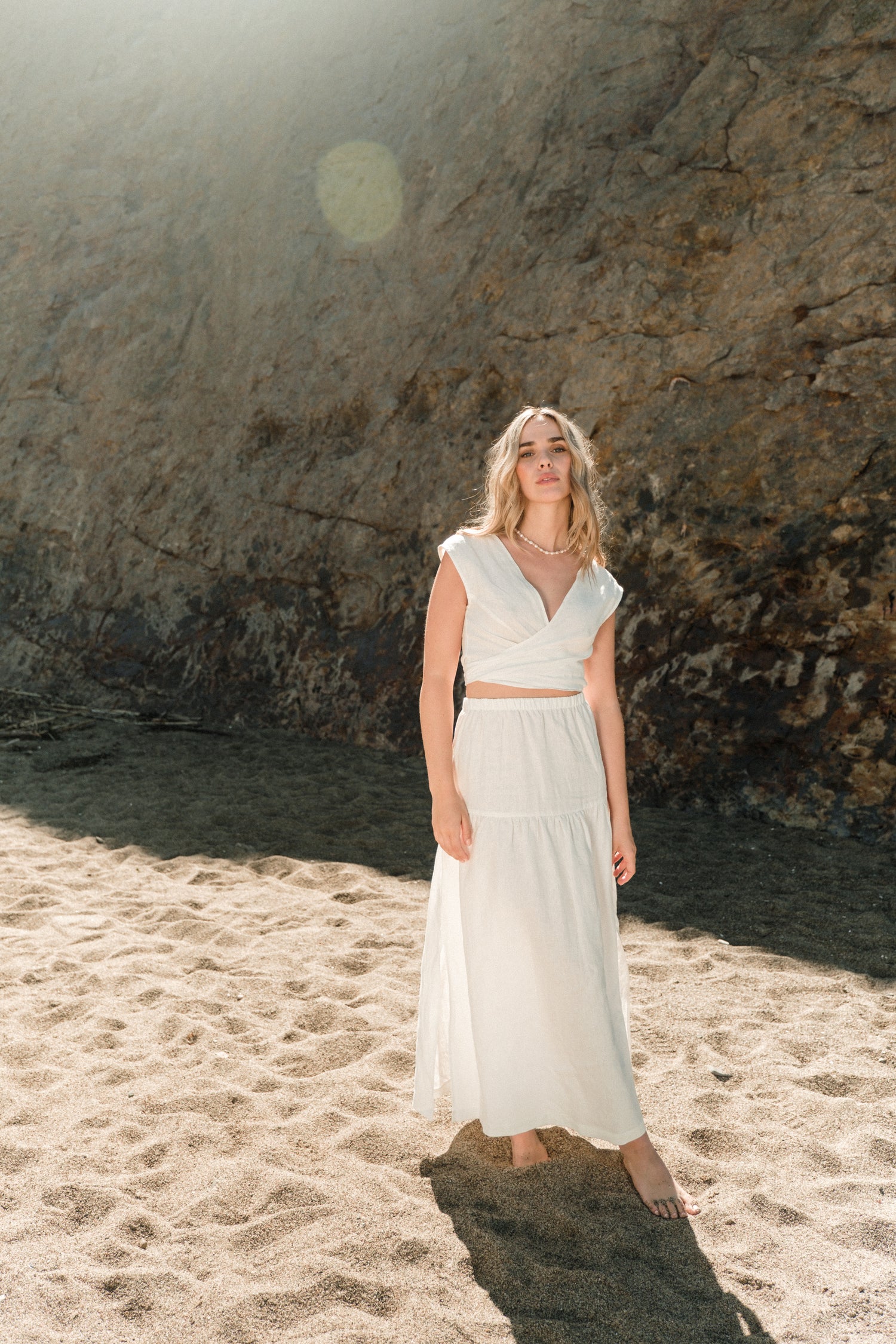 Valentina Top in White Linen