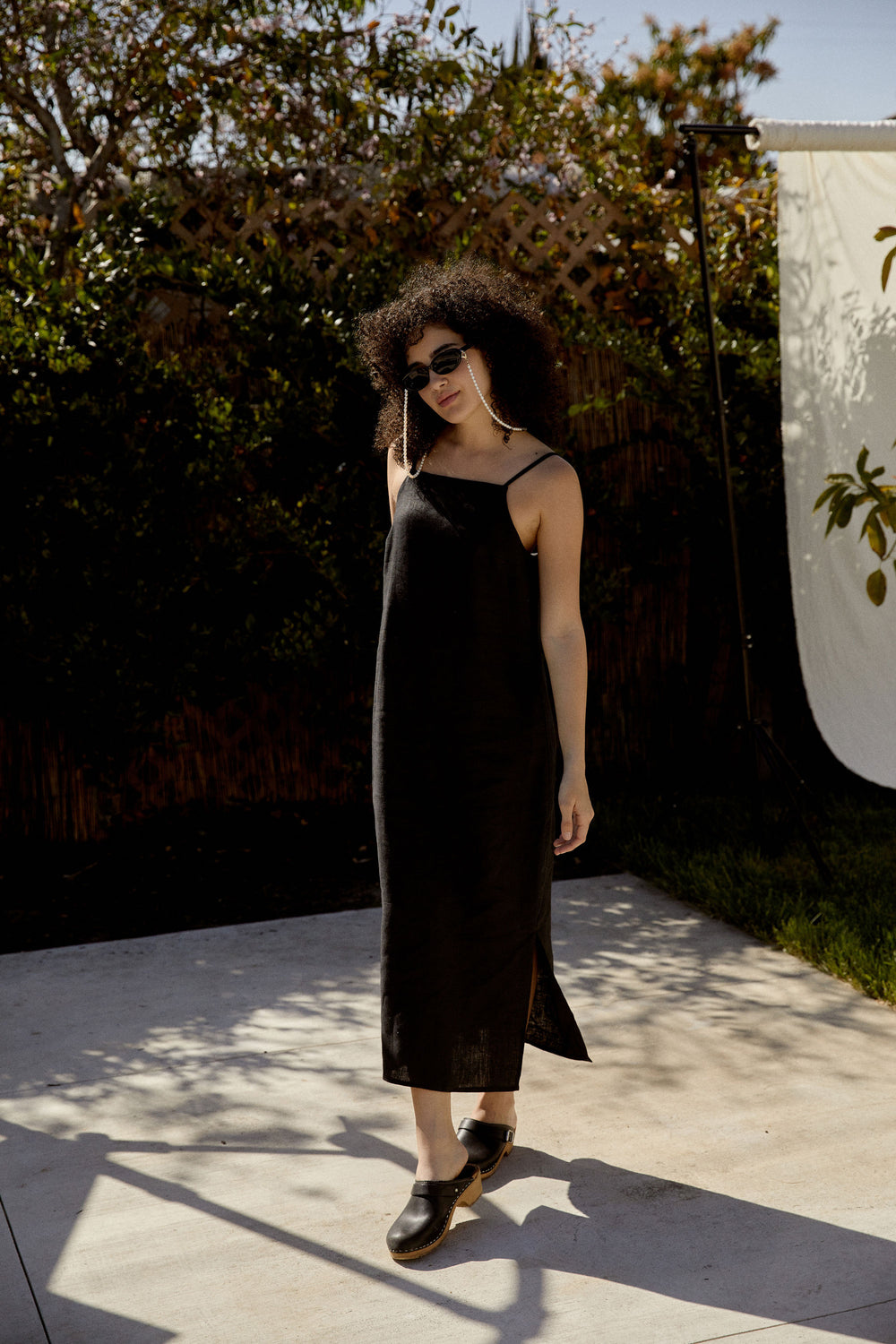 Loni Dress in Black Linen - Whimsy & Row