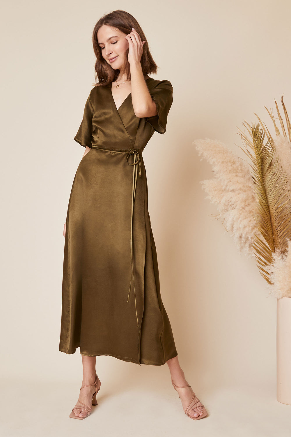 Lola Wrap Dress in Hunter - Whimsy & Row