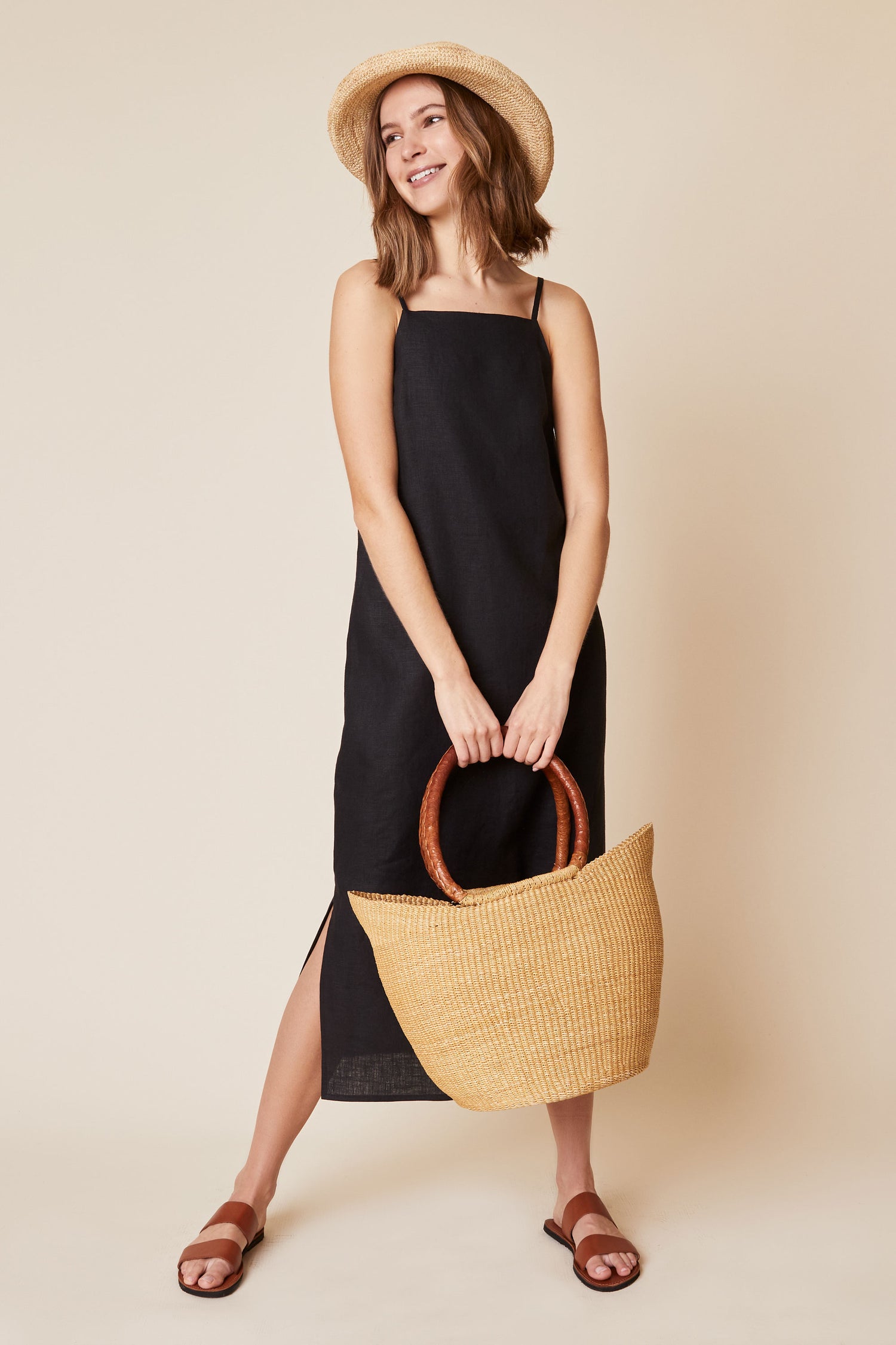 Sample Sale Loni Dress in Black Linen