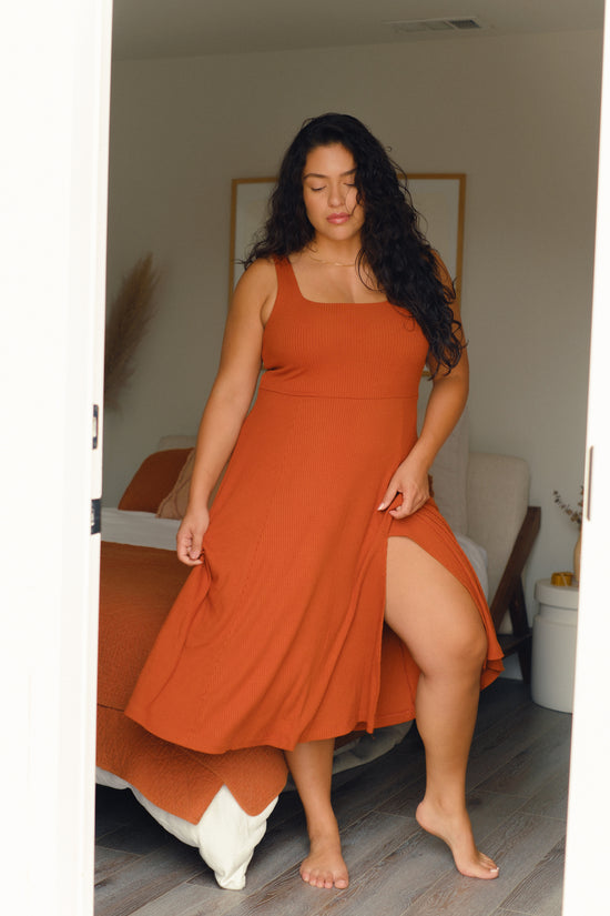 Frankie Dress in Rust Rib Extended - Whimsy & Row