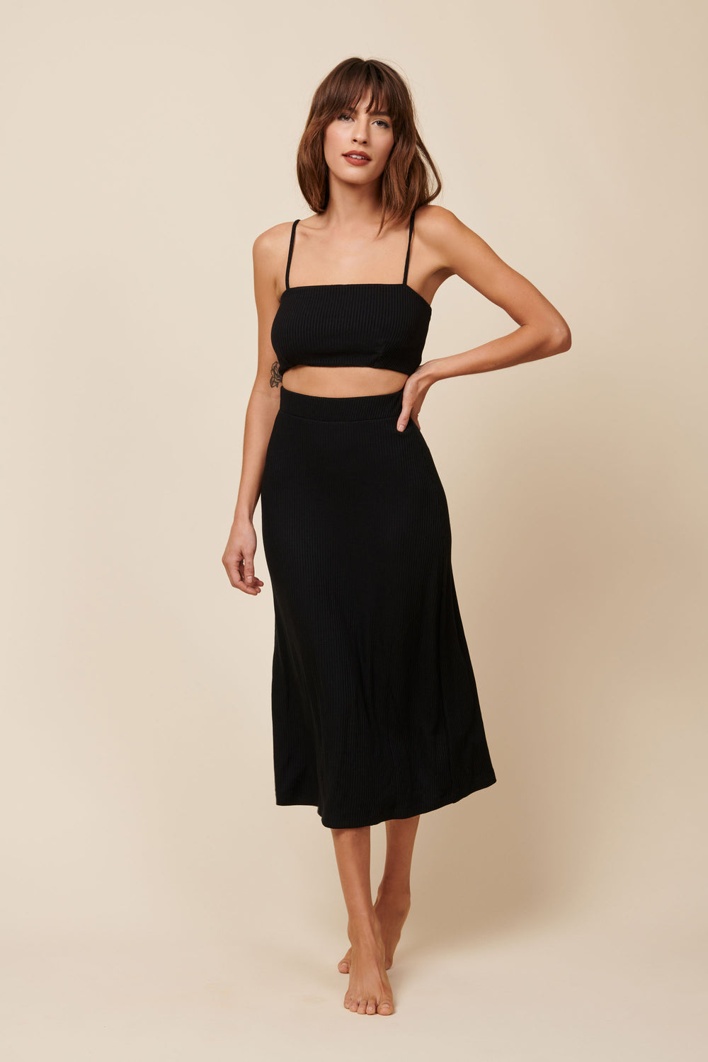 Sample Sale Lennon Crop in Black Rib - Whimsy & Row