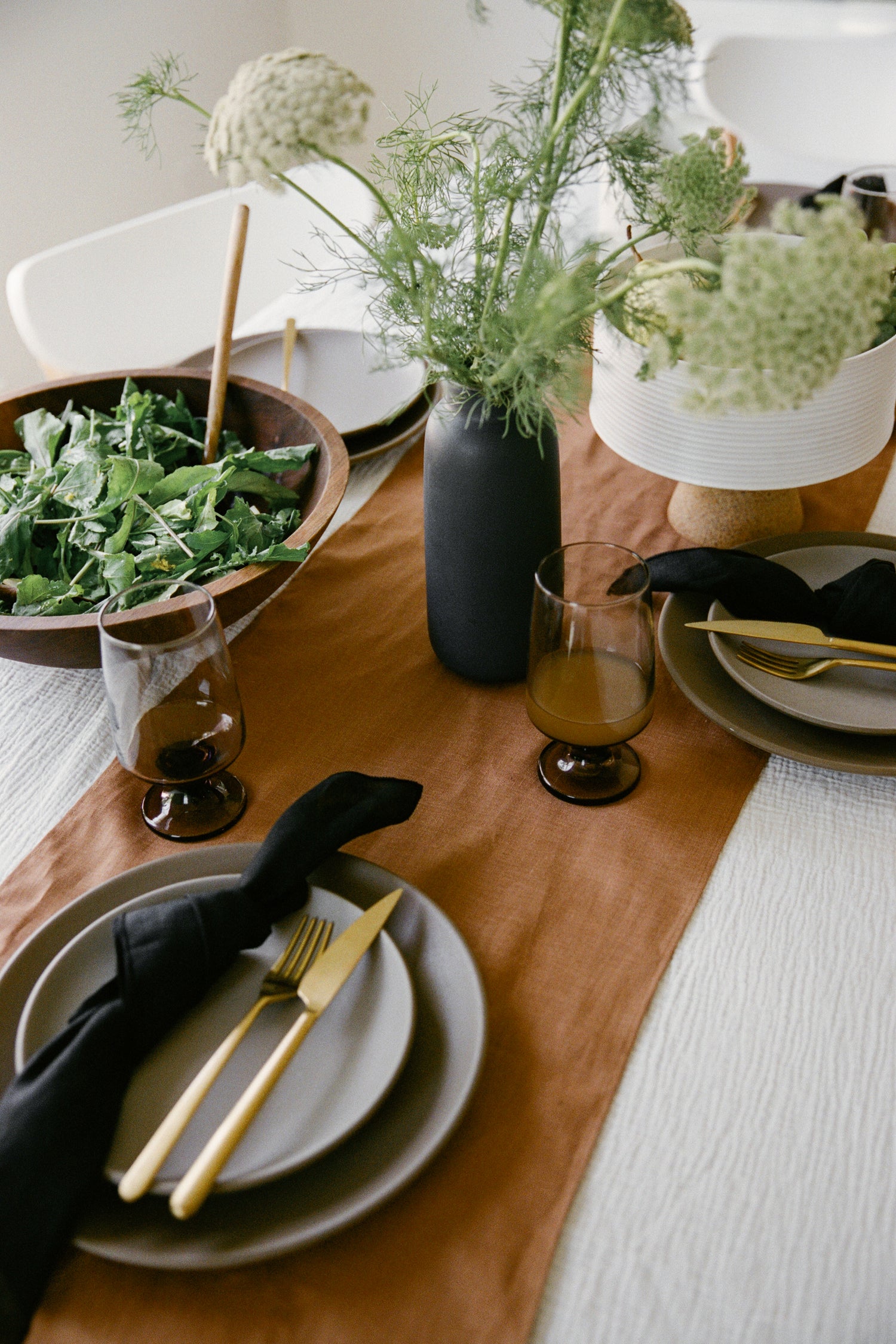 Linen Table Runner in Tan