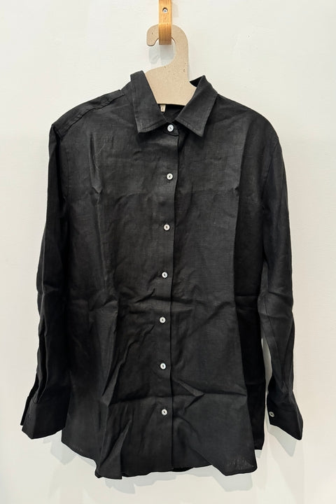 Sample Sale Denise Top in Black Linen - Whimsy & Row