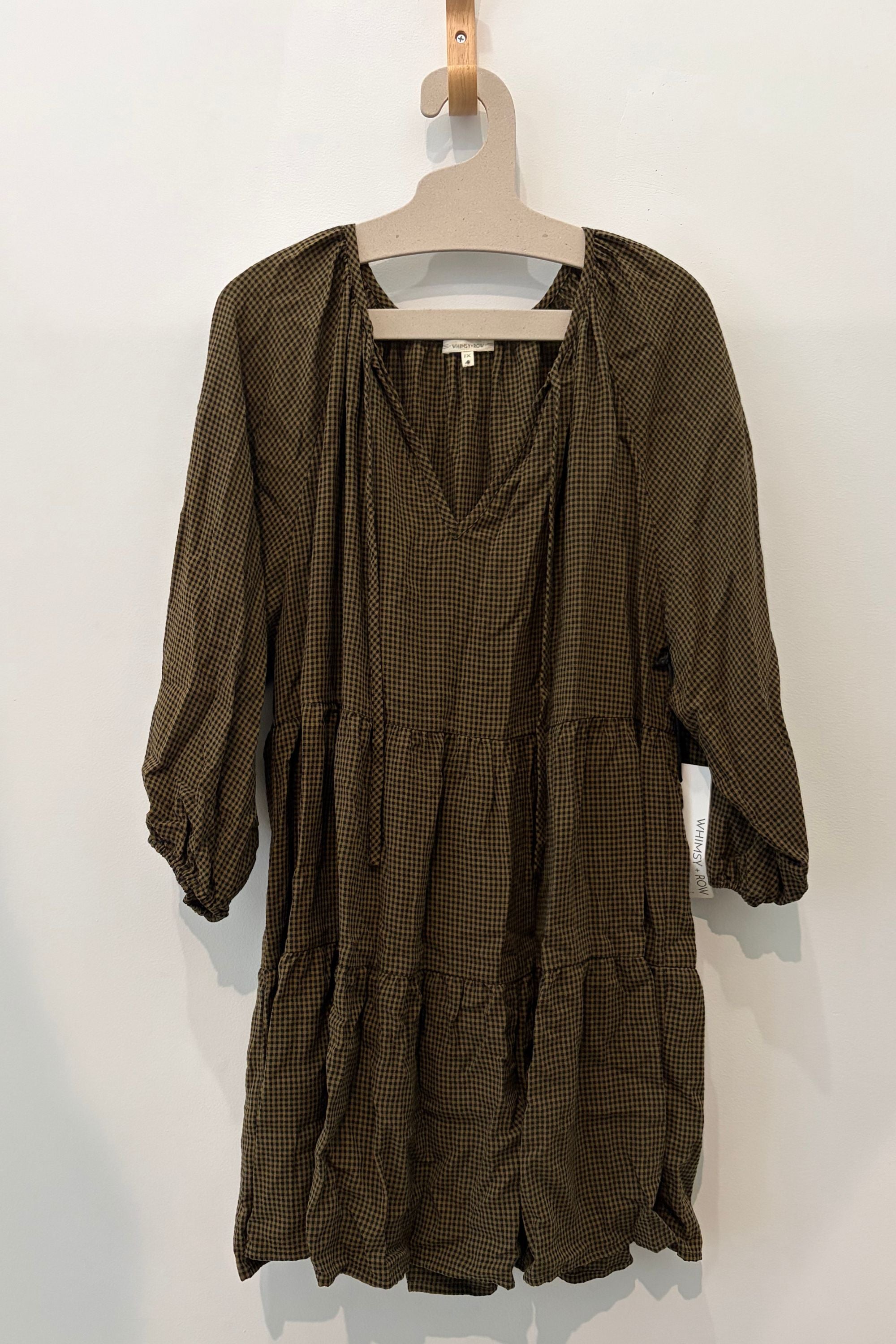 Sample Sale Phoenix Dress in Hunter Gingham Extended - Whimsy & Row