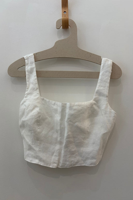 Sample Sale Frankie Linen Top in White - Whimsy & Row