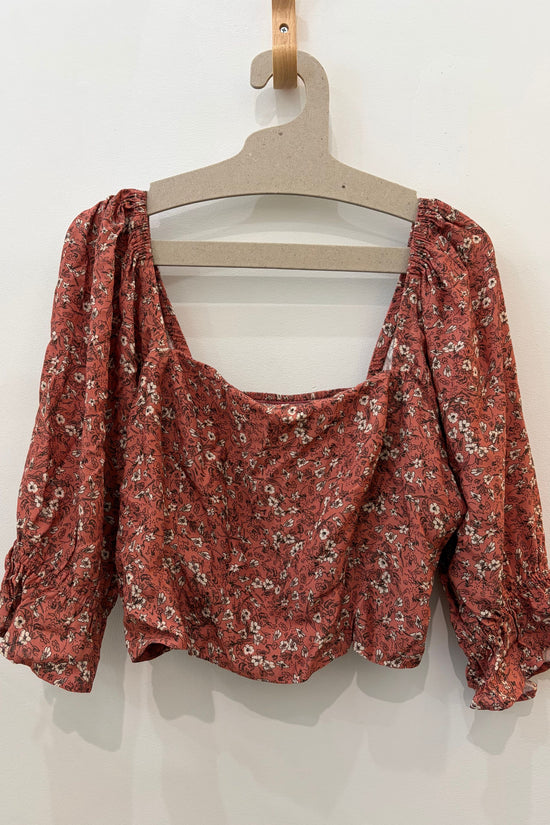 Sample Sale Eden Crop Top in Rhubarb Floral Extended - Whimsy & Row
