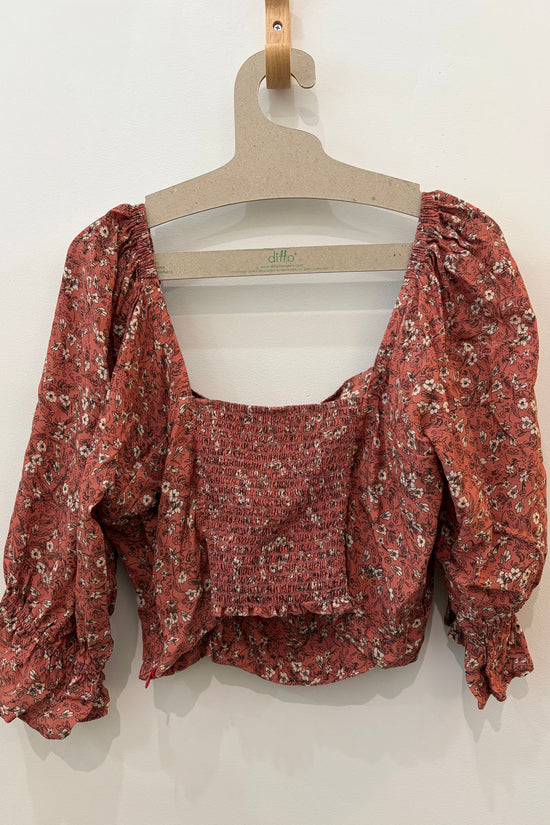 Sample Sale Eden Crop Top in Rhubarb Floral Extended - Whimsy & Row
