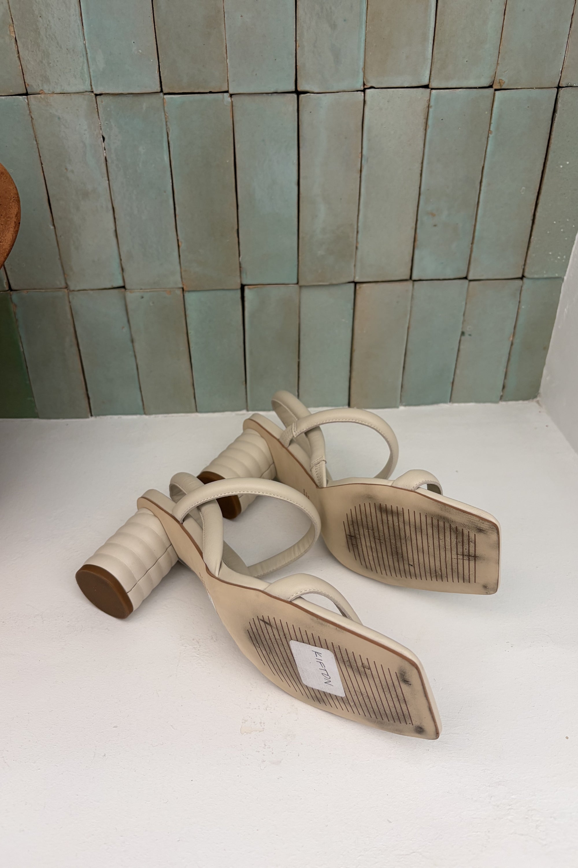 Sample Sale Intentionally Blank Kifton Heel in Cream - Whimsy & Row