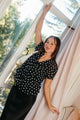Lena Top in Black Polka Dots