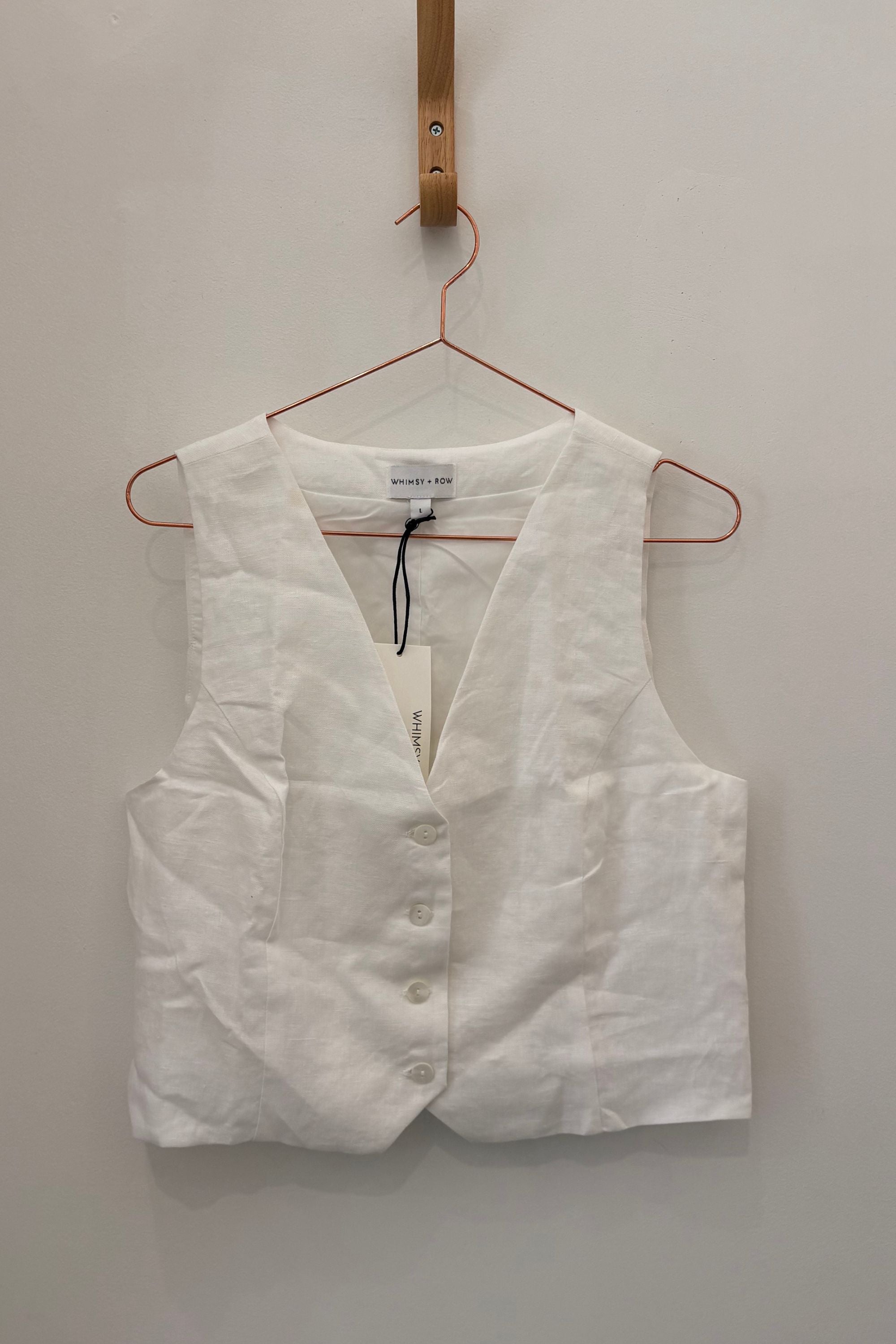Sample Sale Bowie Vest in White Linen - Whimsy & Row