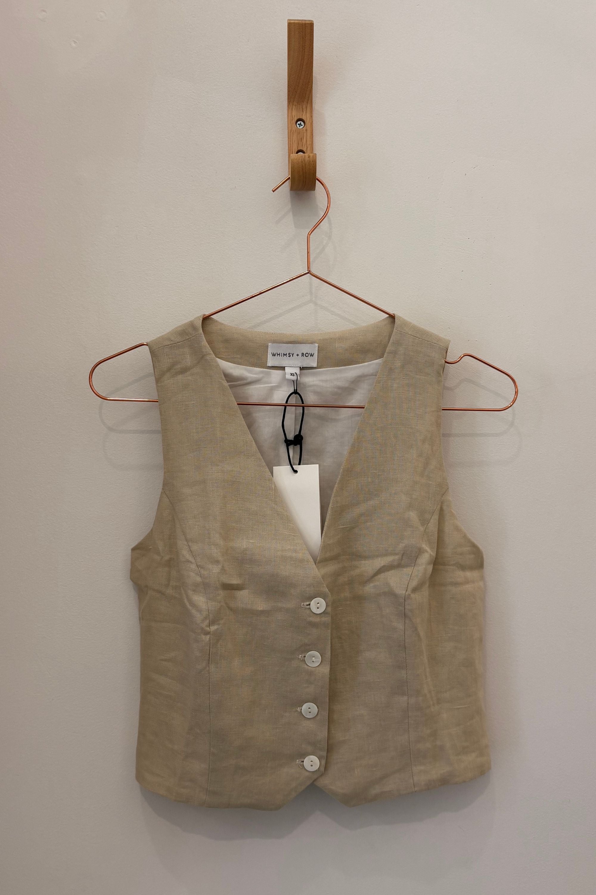 Sample Sale Bowie Vest in Oatmeal Linen - Whimsy & Row