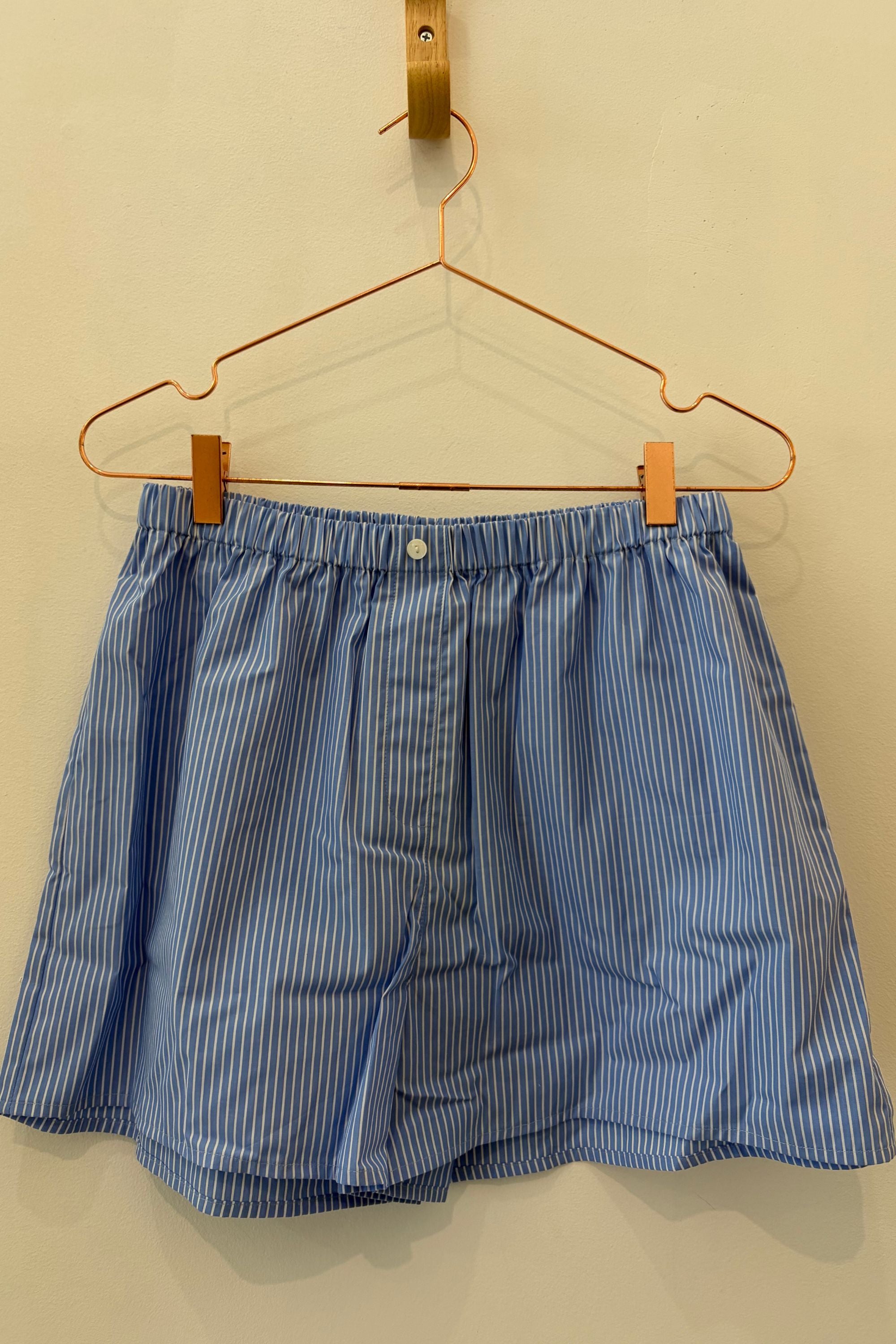 Sample Sale Marissa Boxer Short in Blue Stripe Poplin - Whimsy & Row