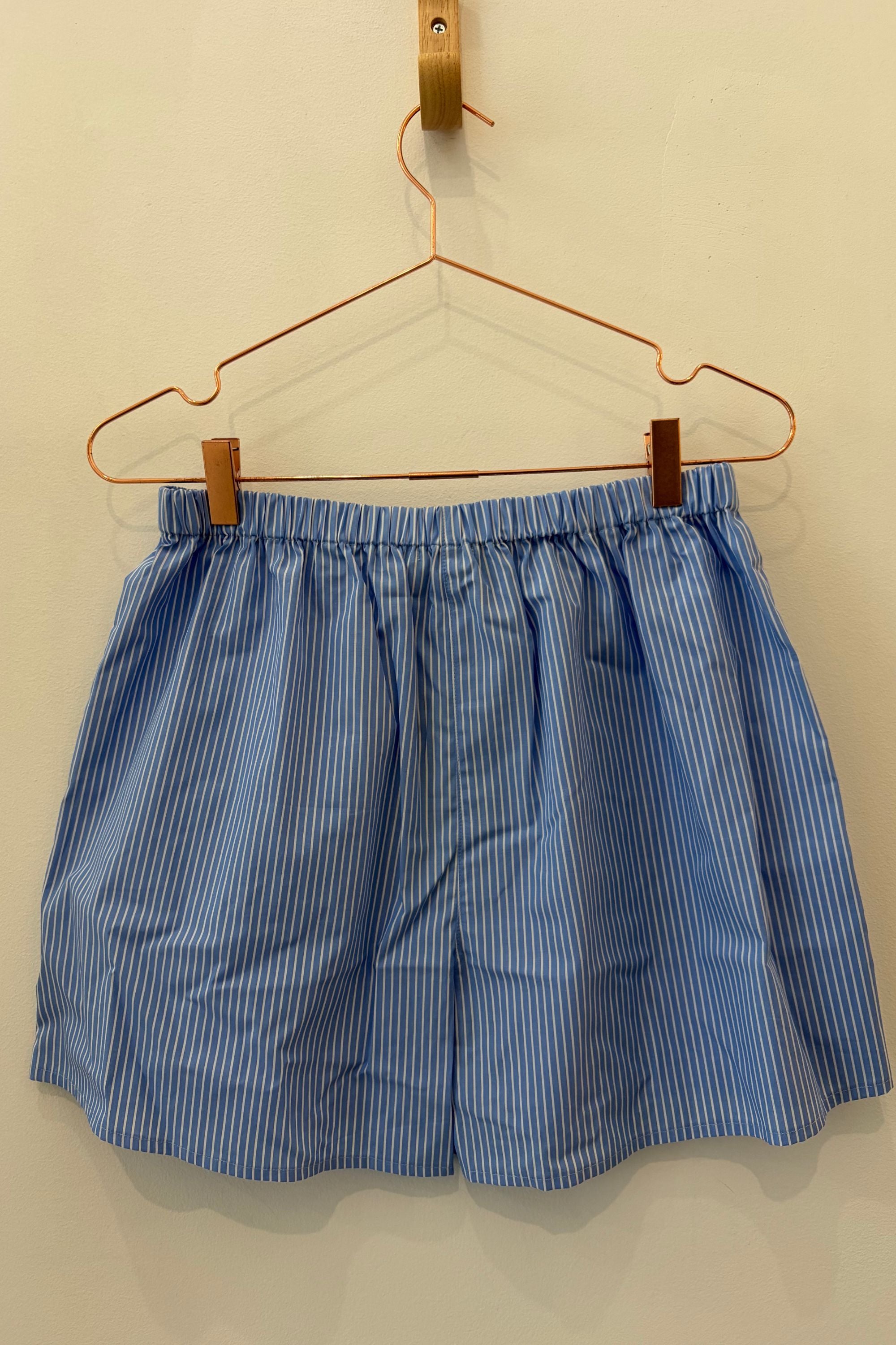 Sample Sale Marissa Boxer Short in Blue Stripe Poplin - Whimsy & Row