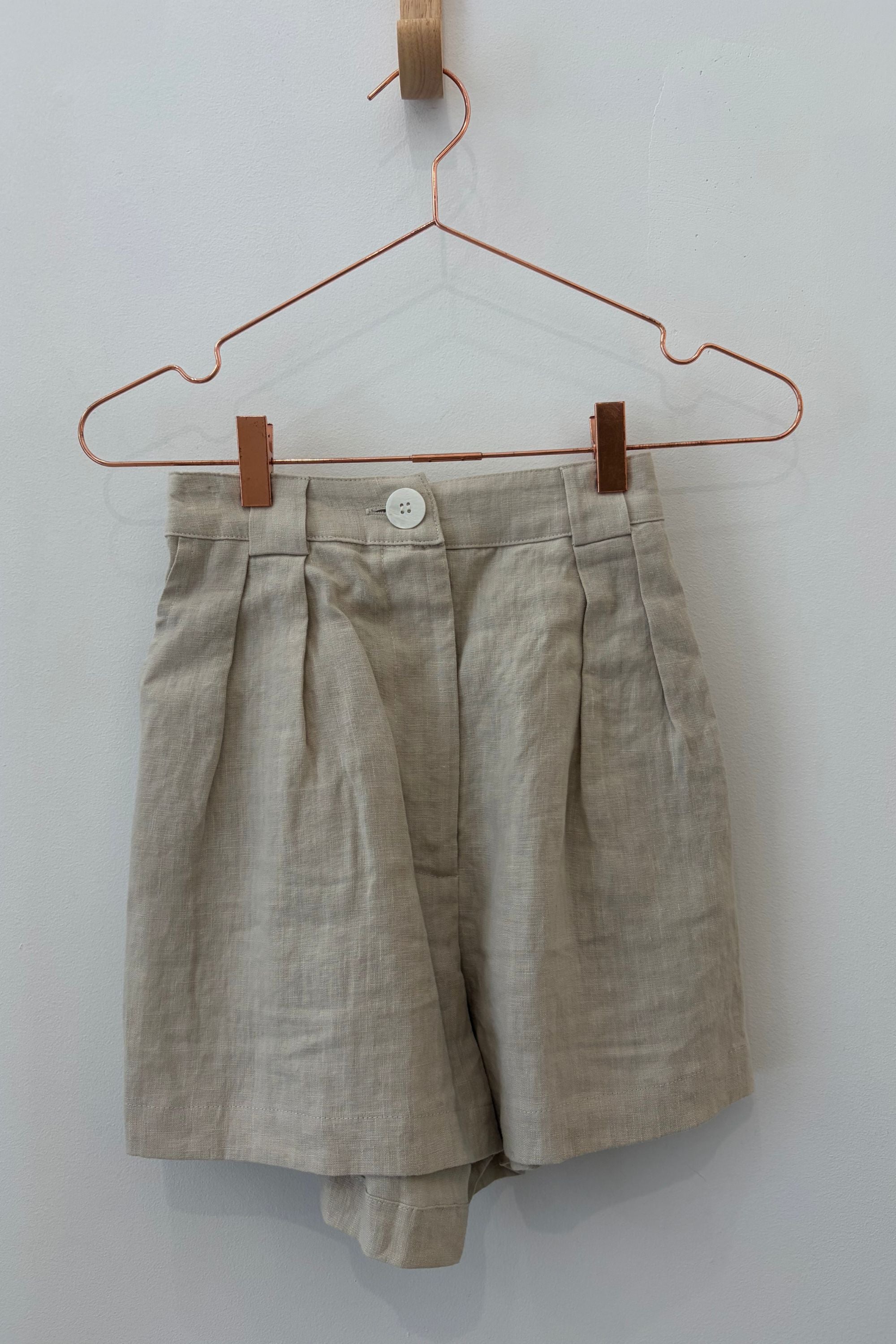Sample Sale Leanna Shorts in Oatmeal Linen - Whimsy & Row