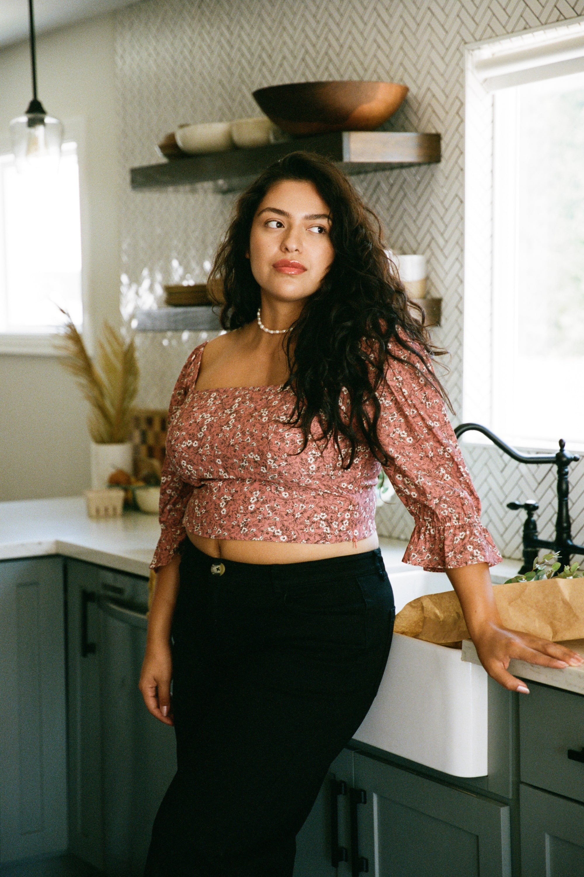 Sample Sale Eden Crop Top in Floral Extended - Whimsy & Row