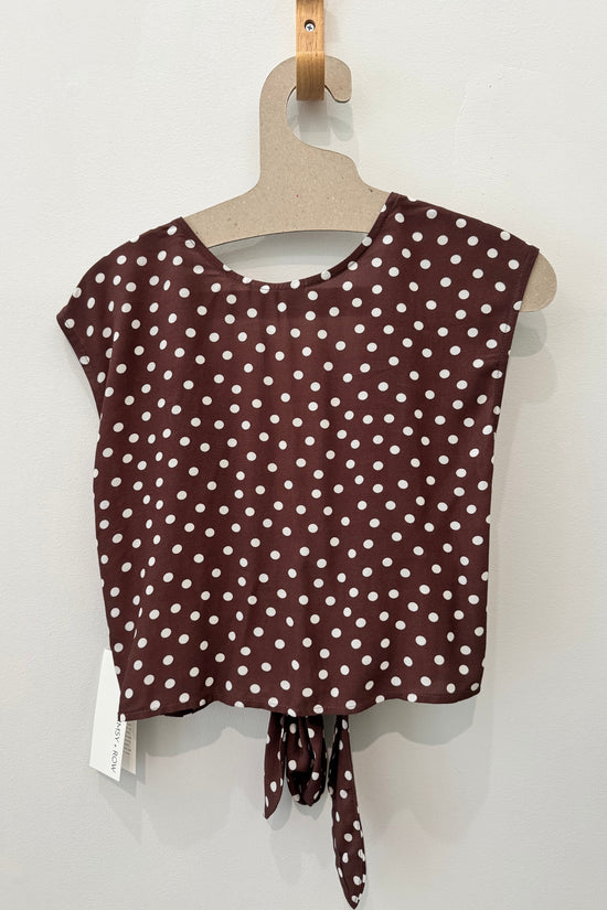 Sample Sale Valentina Top in Brown Polka Dots - Whimsy & Row