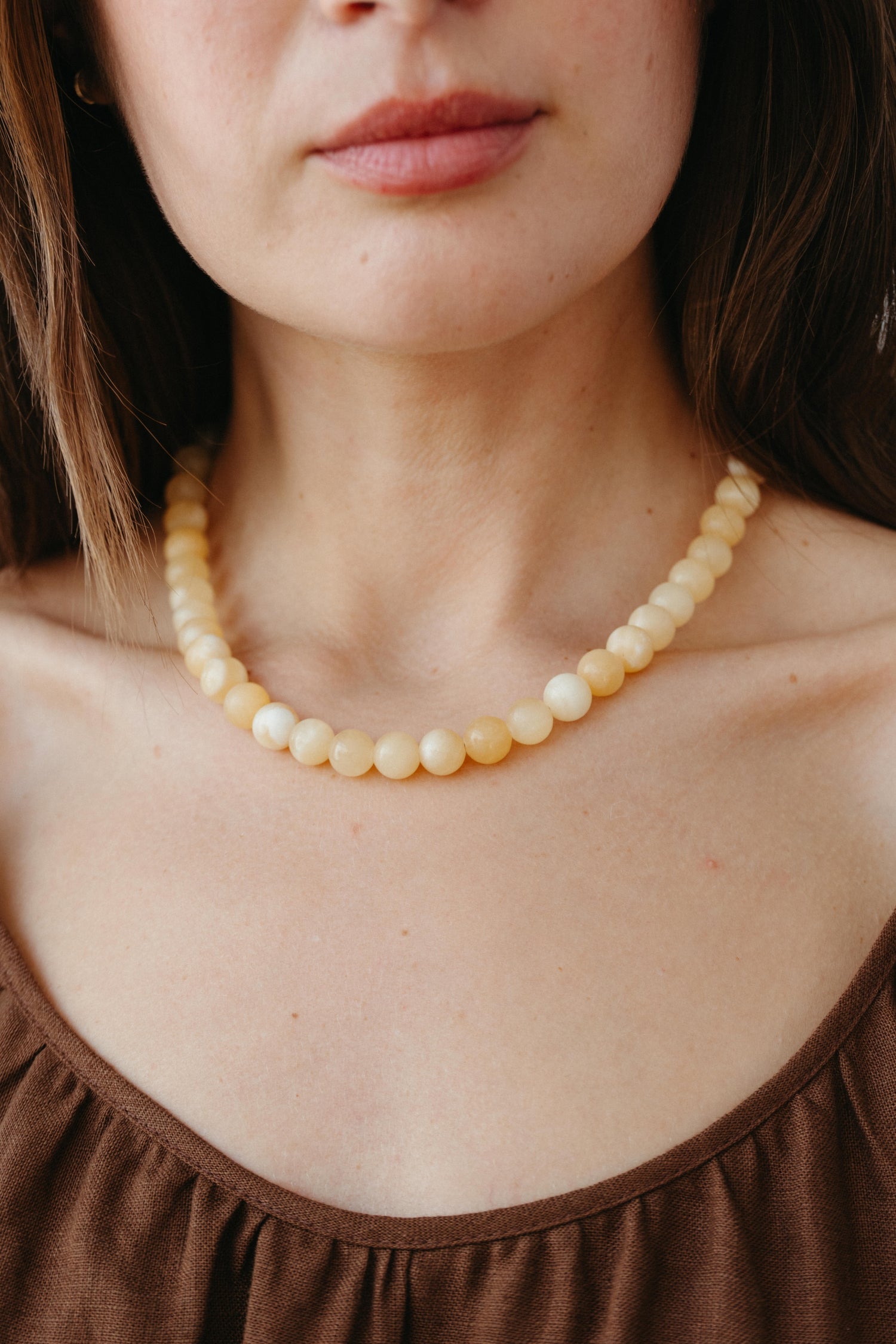 Sea + Pattern Yellow Jade Necklace 18