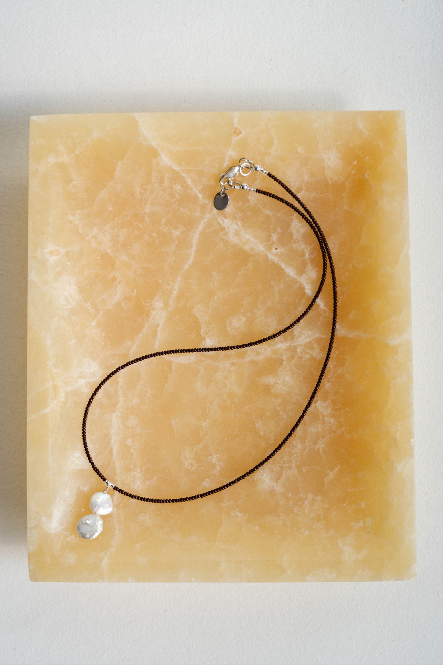 Sea + Pattern Pearl Drop Necklace in Espresso 20