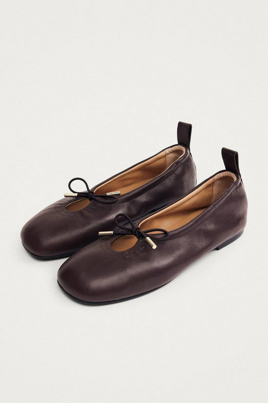ALOHAS Rosalind Brown Leather Ballet Flats - Whimsy & Row