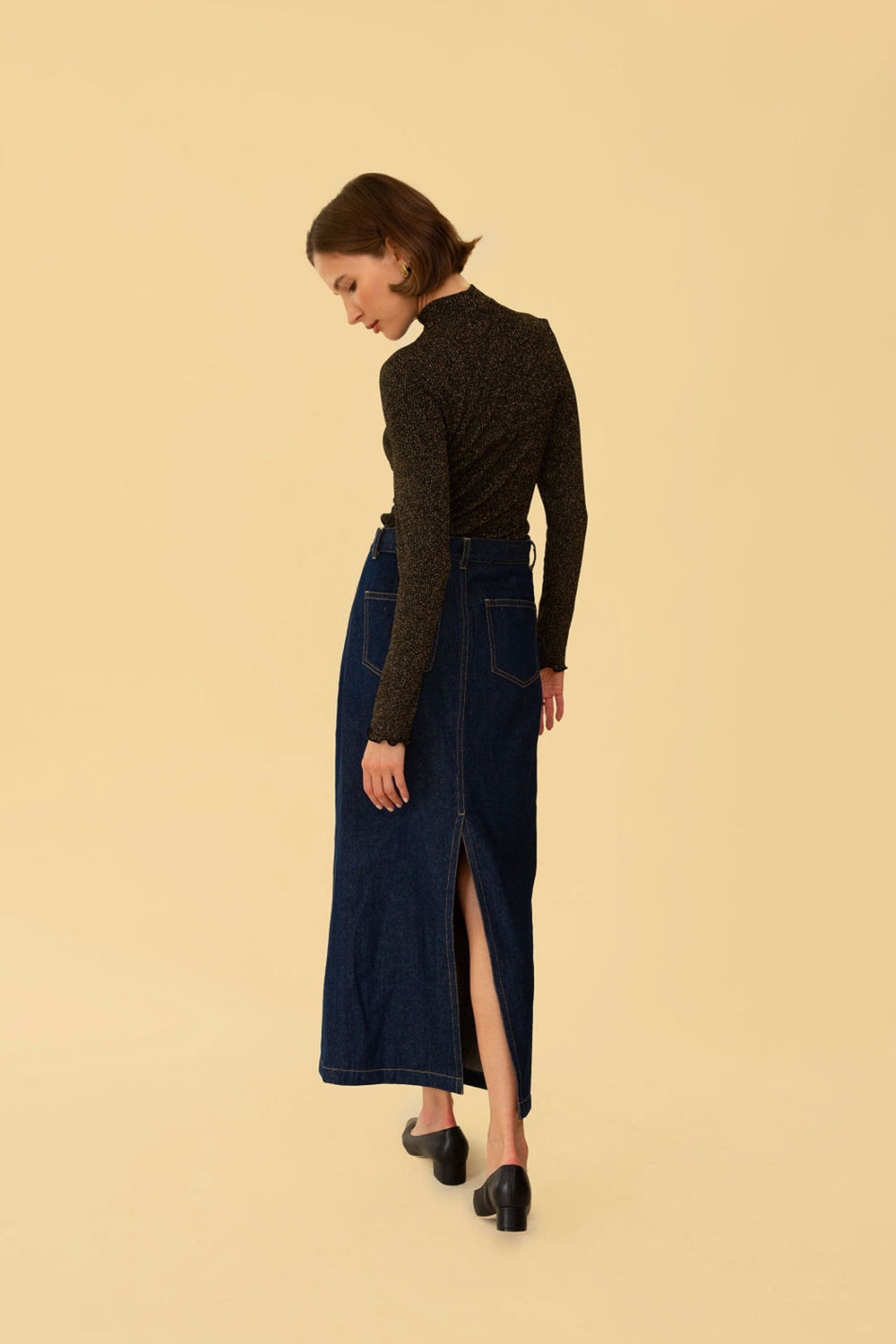 Alanis Skirt in Dark Denim - Whimsy & Row