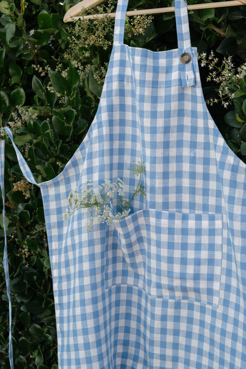 Linen Apron in Blue Gingham - Whimsy & Row