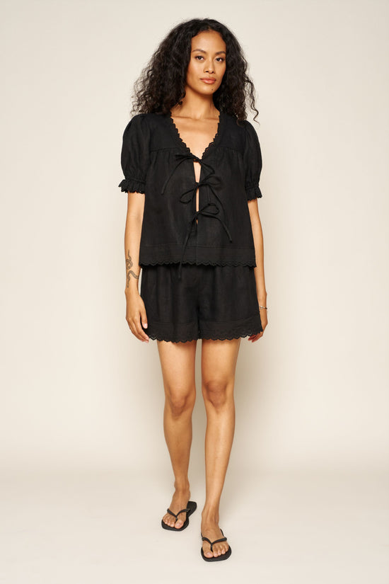 Birdie Top in Black Embroidery - Whimsy & Row