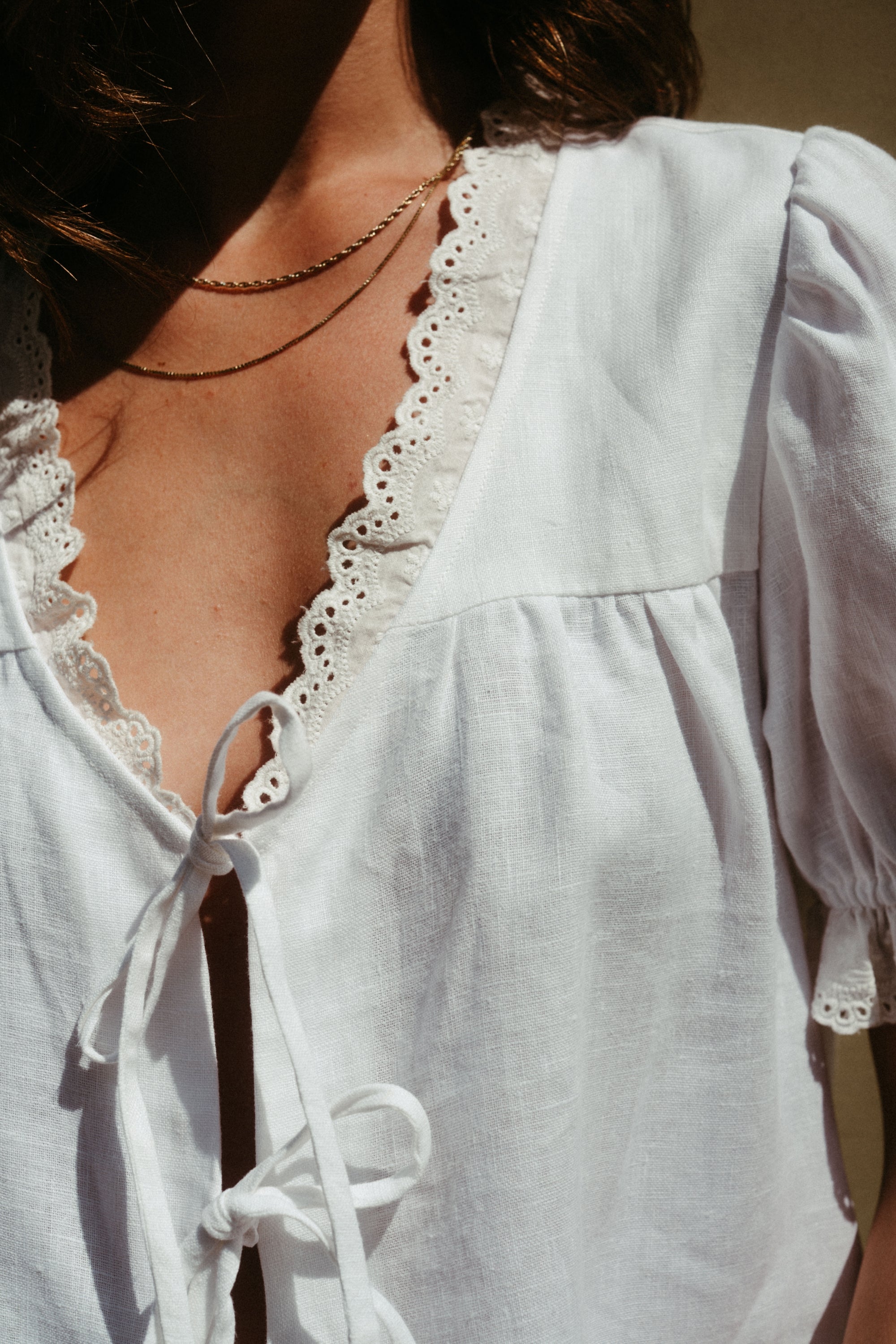 Birdie Top in White Embroidery - Whimsy & Row